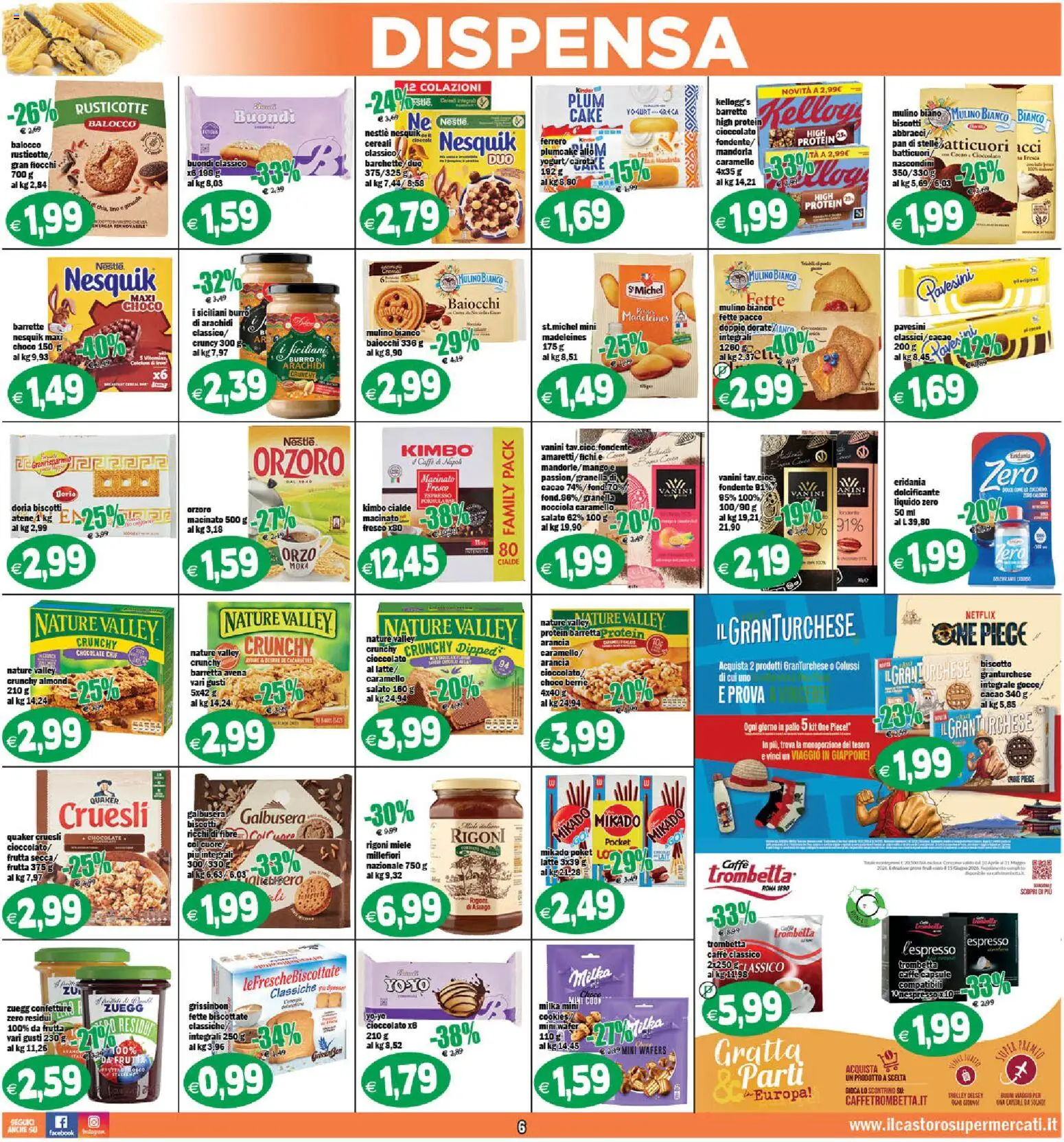 Volantino Il Castoro del 07.04.2026 | Pagina: 6 | Prodotti: Caffè, Frutta, Latte, Fette biscottate