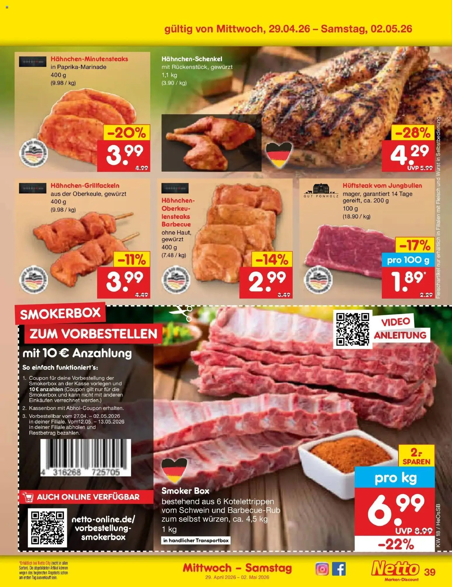 Netto Marken-Discount Prospekt Kröpelin	 – gültig ab 27.04.2026 | Seite: 47 | Produkte: Hahnchen, Hahnchenschenkel, Box, Fleisch