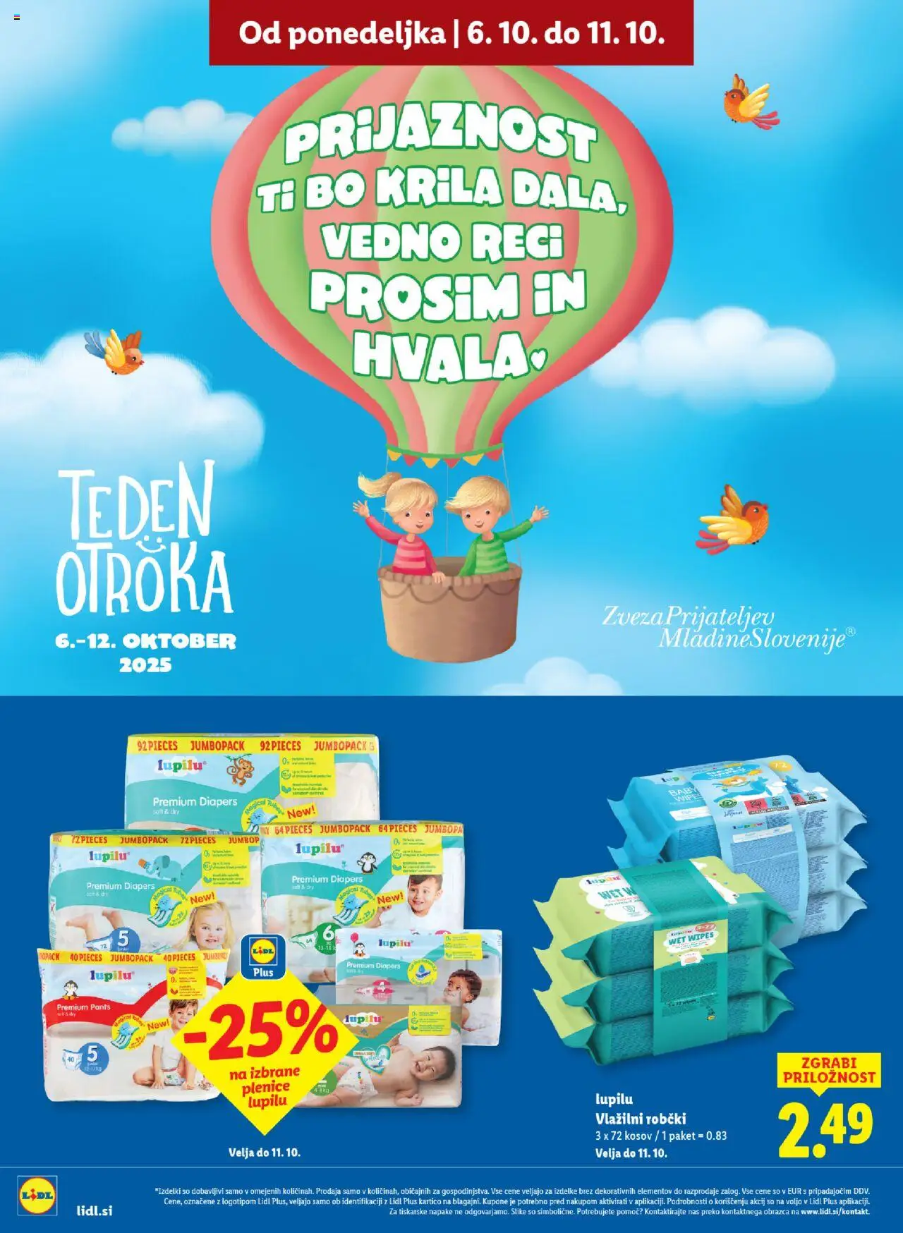 Novi Lidl katalog ponudbe – veljaven od 02.10.2025 | Stran: 46 | Izdelki: Plenice, Robčki, Vlažilni robčki