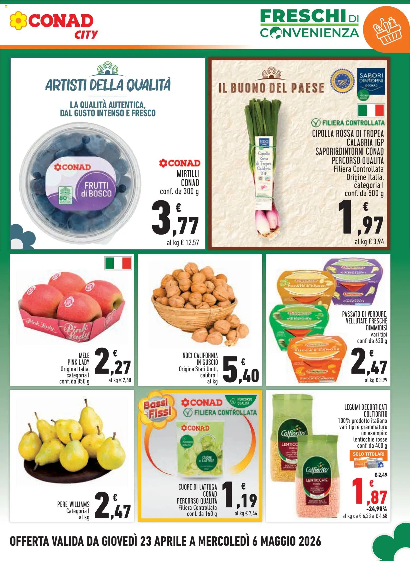 Volantino Conad del 23.04.2026 | Pagina: 3 | Prodotti: Carote, Noci, Carciofi, Mirtilli