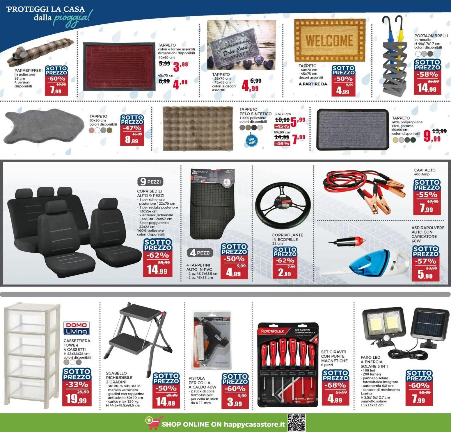 Volantino Happy Casa del 03.01.2026 | Pagina: 13 | Prodotti: Faretto, Sgabello, Cassettiera, Tappeto