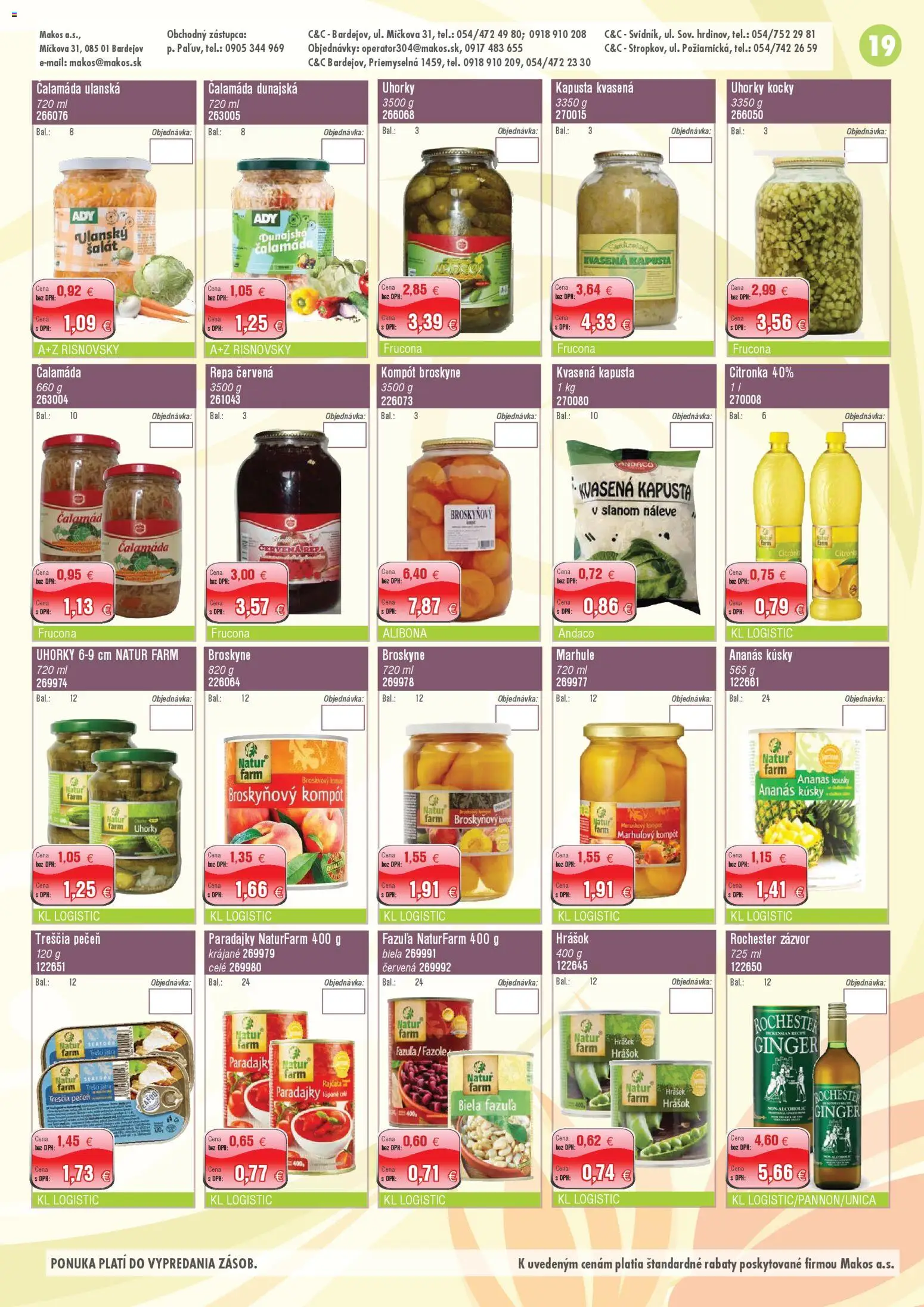 Nové Makos akcie – leták je platný od 06.04.2026 | Strana: 19 | Produkty: Zázvor, Paradajky, Broskyňový kompót, Marhule
