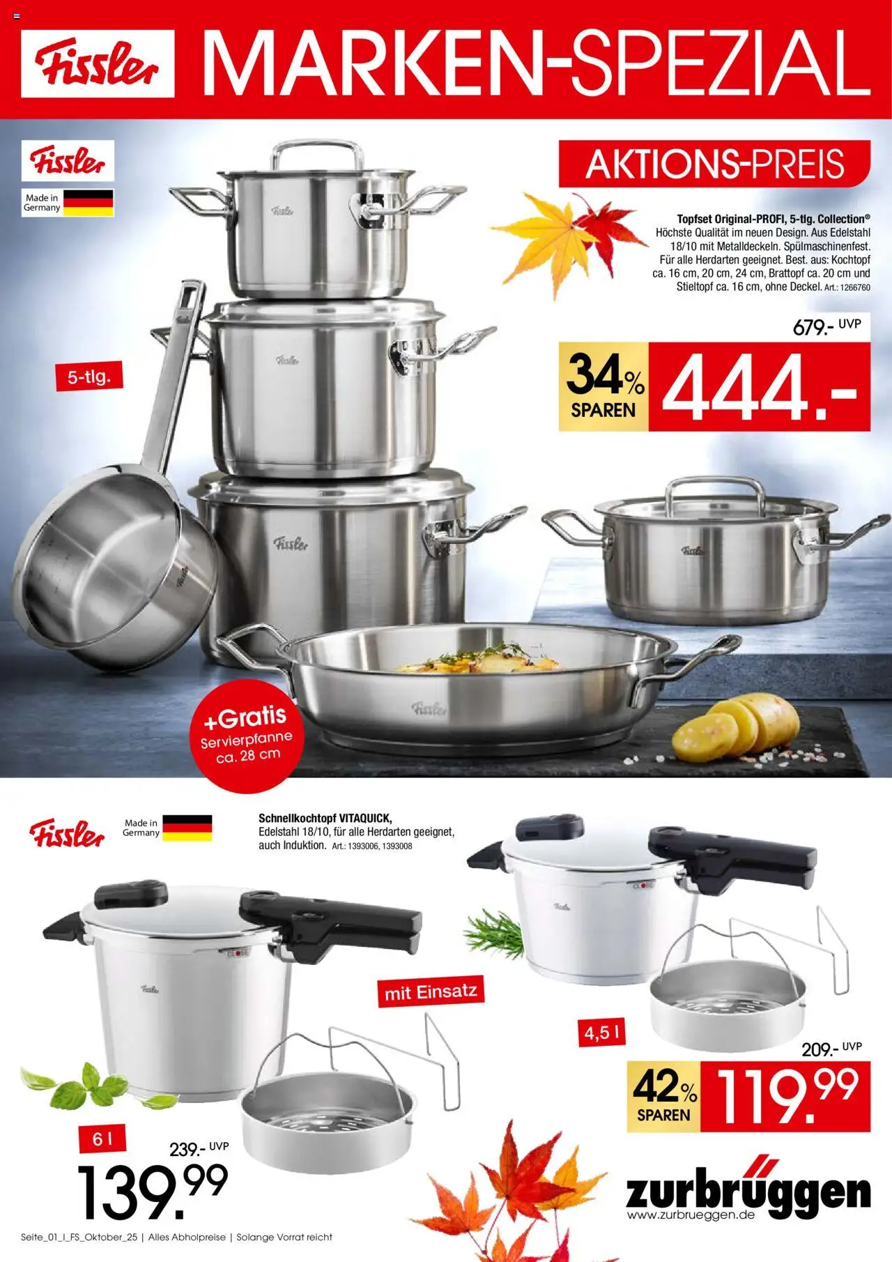 Zurbrüggen  Fissler Marken-Spezial – gültig ab 01.10.2025 | Seite: 1