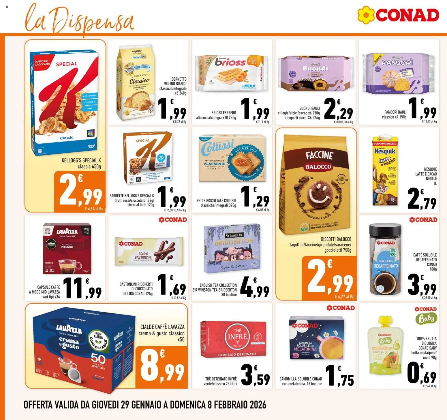 Volantino Conad del 29.01.2026 | Pagina: 16 | Prodotti: Cioccolato, Croissant, Cacao, Lavazza