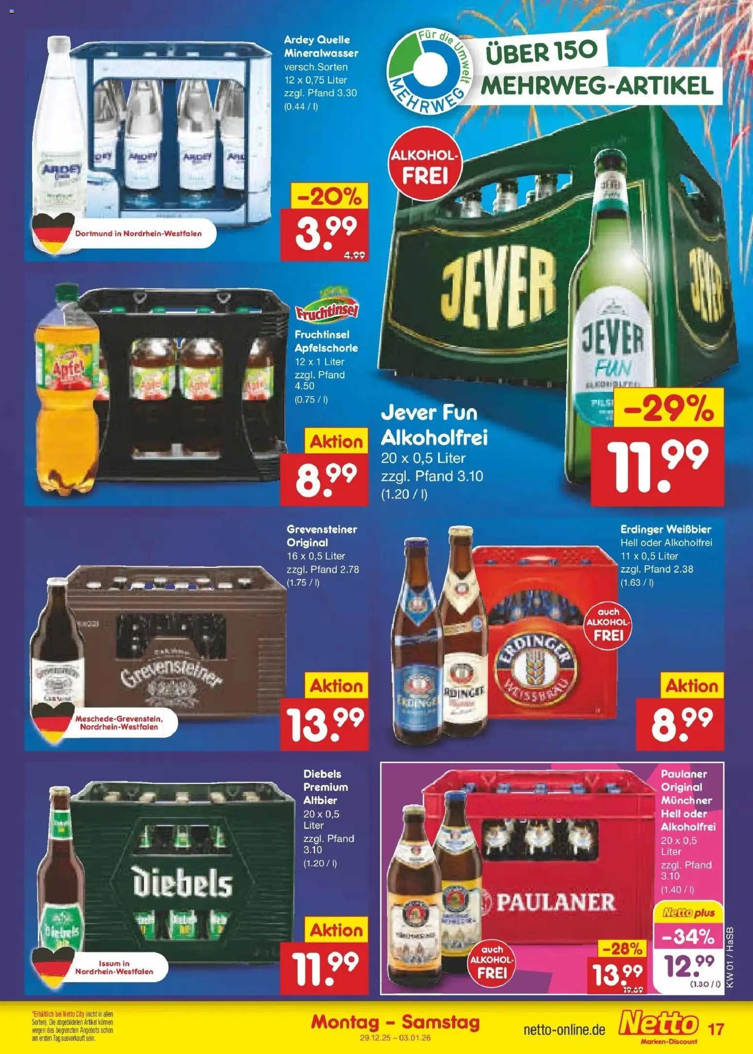 Netto Marken-Discount prospekt Wuppertal	 – gültig ab 28.12.2025 | Seite: 17 | Produkte: Weißbier, Äpfel, Jever, Diebels