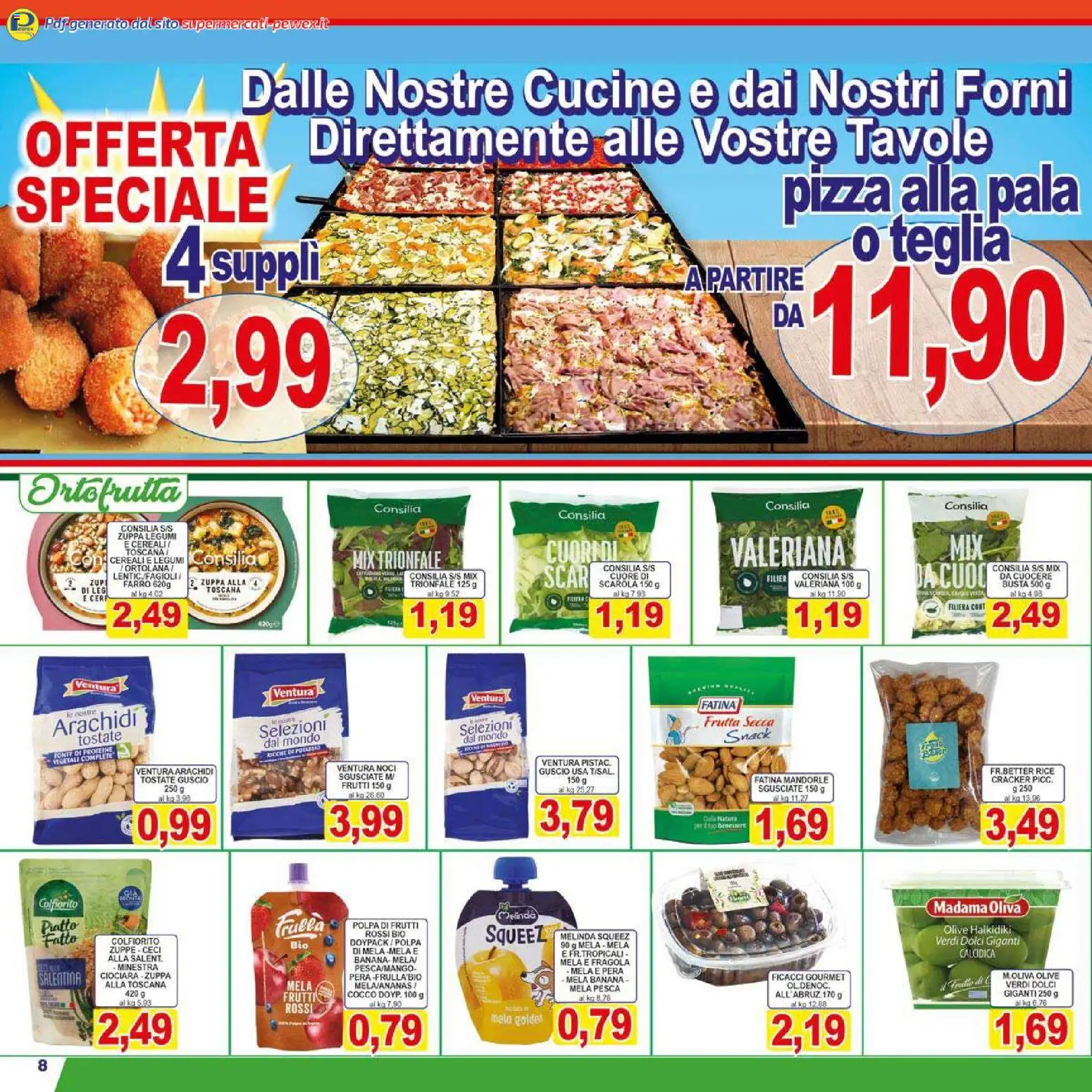Volantino Pewex del 26.01.2026 | Pagina: 8 | Prodotti: Pizza, Cereali, Pera, Farro