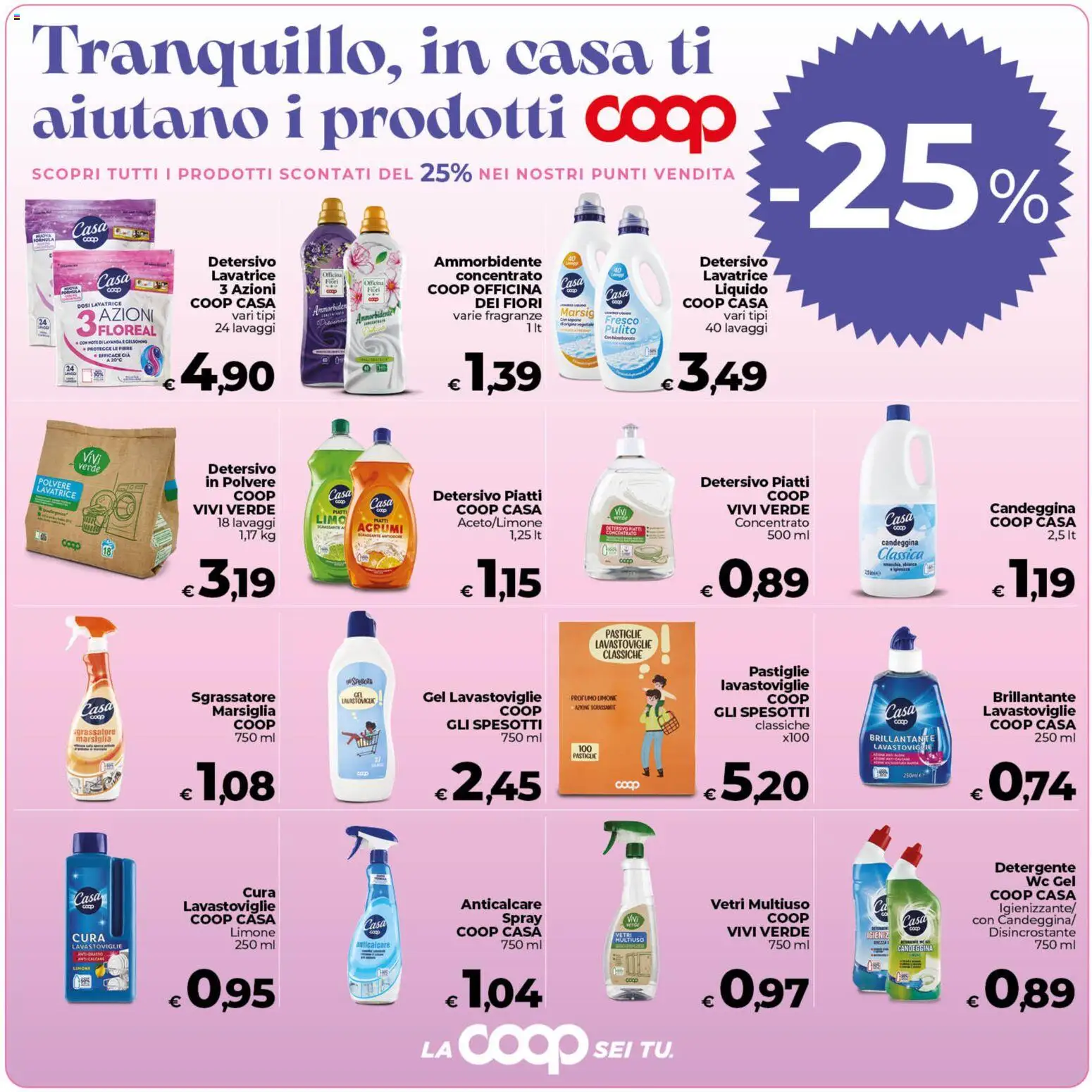 Volantino COOP del 07.04.2026 | Pagina: 4 | Prodotti: Ammorbidente, Detergente, Anticalcare, Lavanda