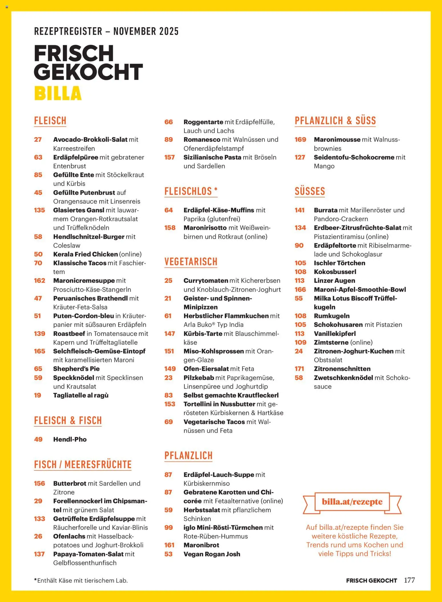 Billa  Frisch Gekocht gültig ab 01.11.2025 | Seite: 171 | Produkte: Salat, Cage de football, Häränliha, Fisch