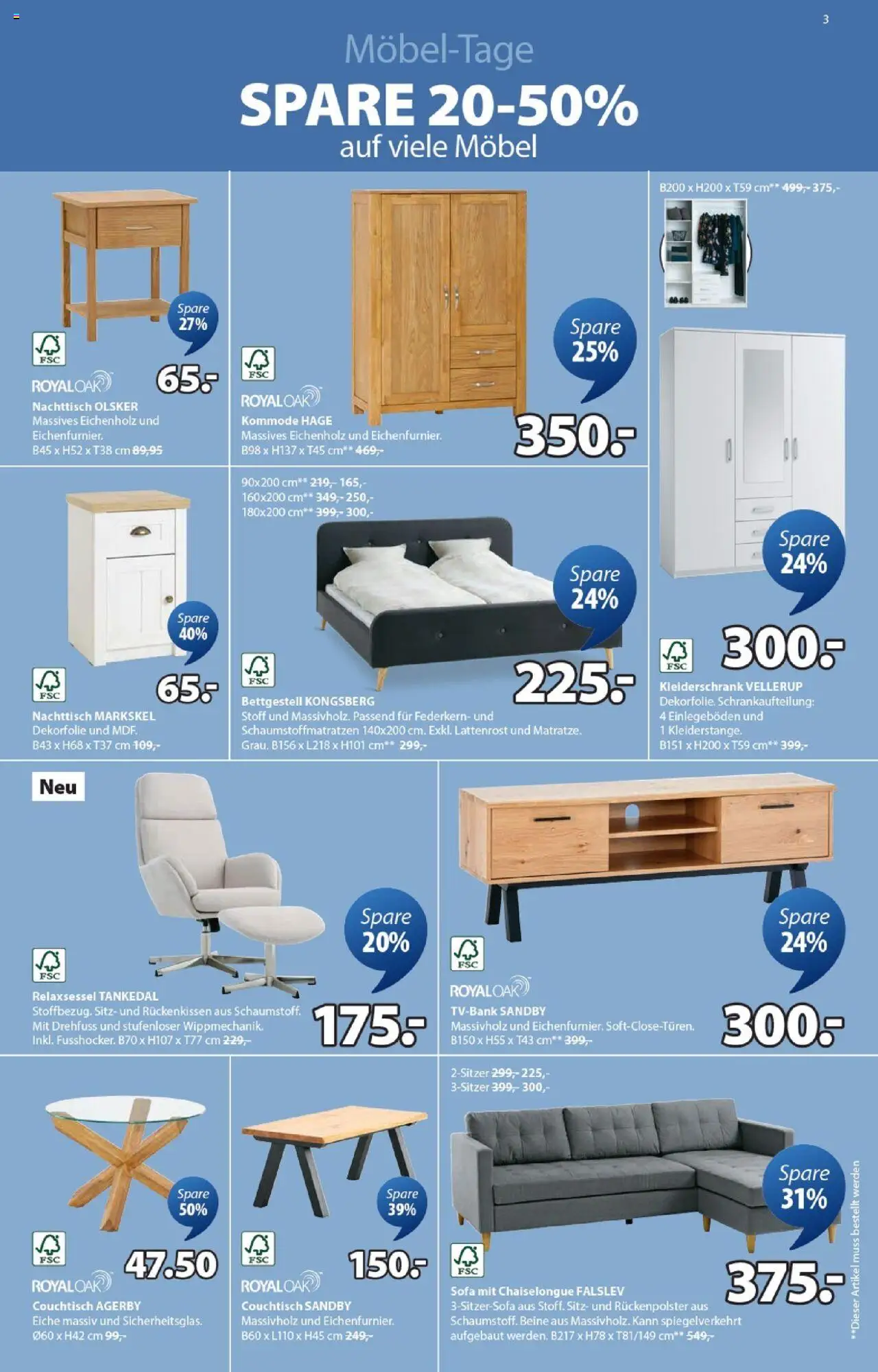 JYSK - Aktionen ab 19.08.2025 | Seite: 3 | Produkte: Kleiderschrank, Kommode, Lattenrost, Relaxsessel