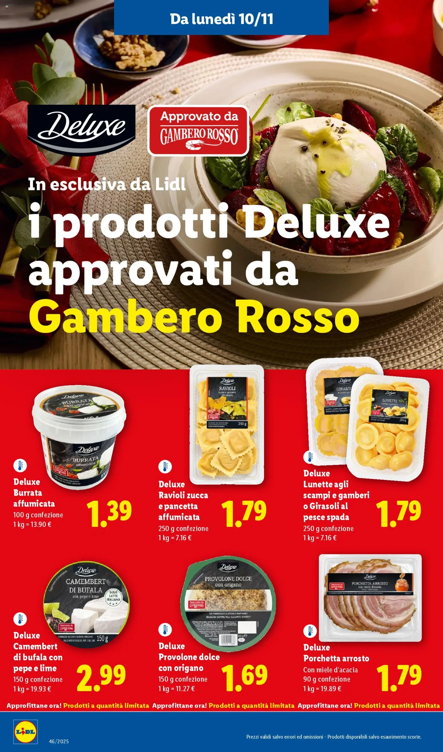 Volantino Lidl del 10.11.2025 | Pagina: 10 | Prodotti: Gamberi, Formaggio, Pesce spada, Burrata