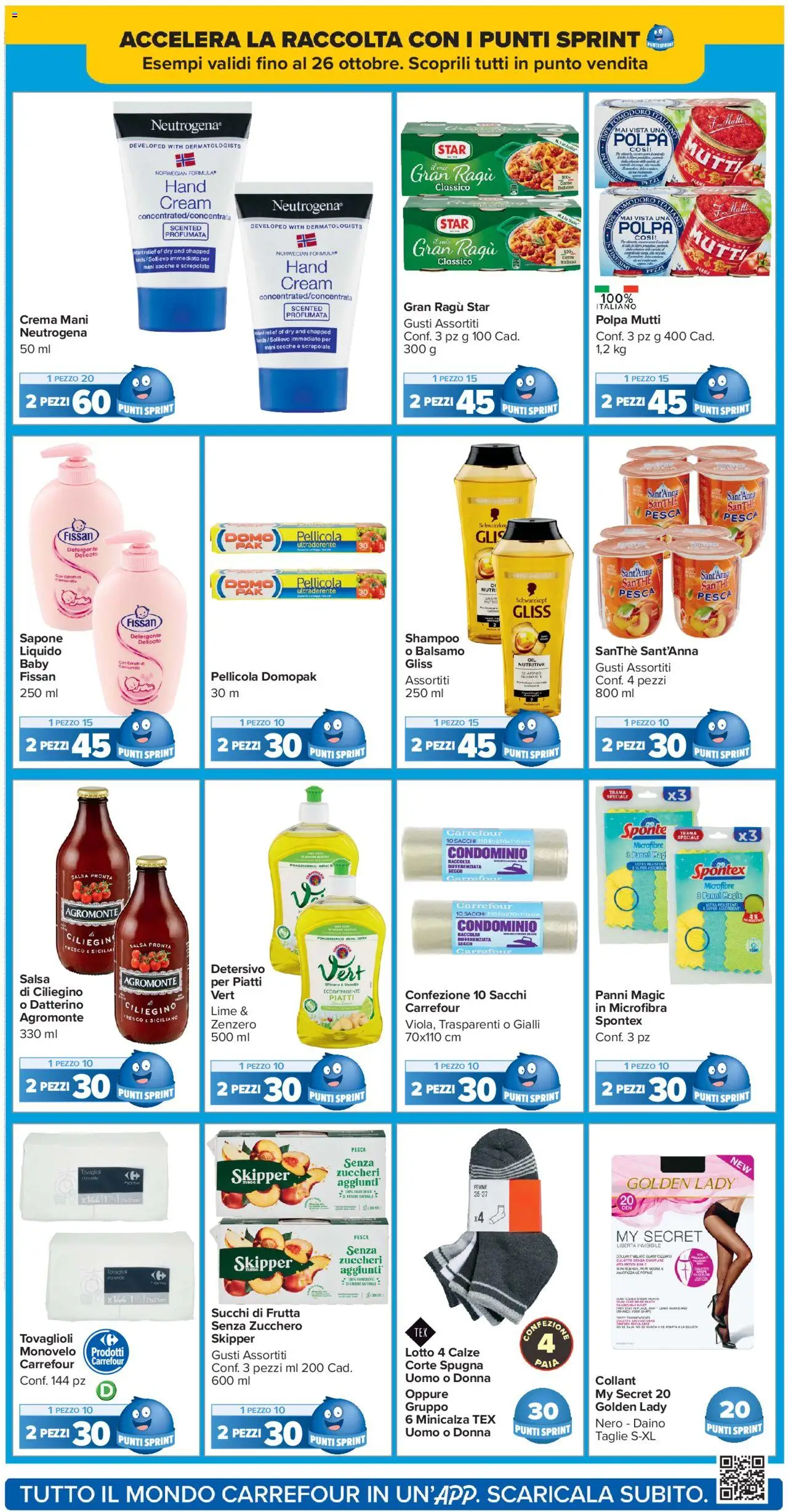 Volantino Carrefour del 10.10.2025 | Pagina: 22 | Prodotti: Spugna, Balsamo, Detergente, Frutta