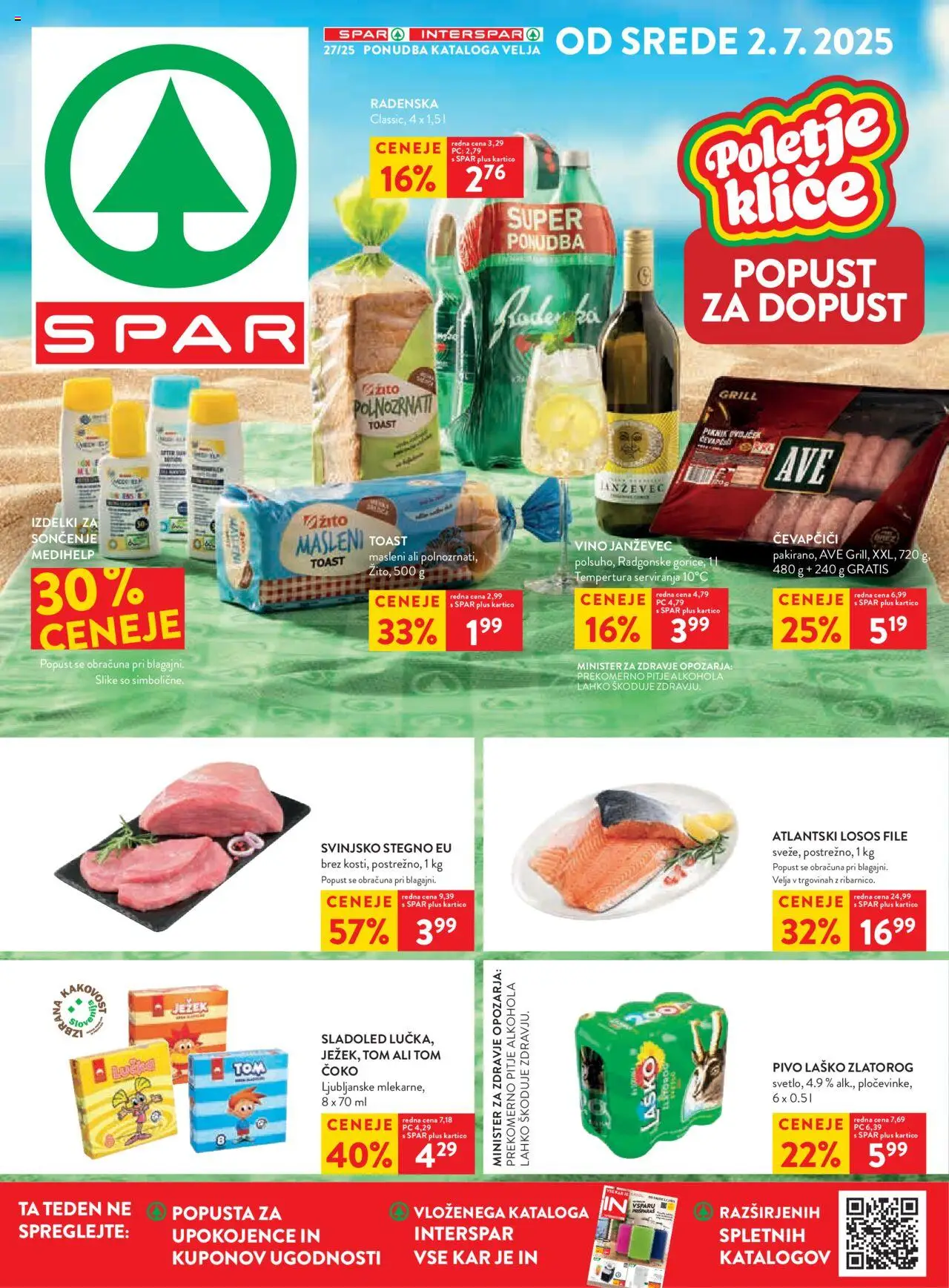 Spar katalog  27/25 │ velja od 02.07.2025 | Stran: 1 | Izdelki: Toast, Losos, Vino, Pivo