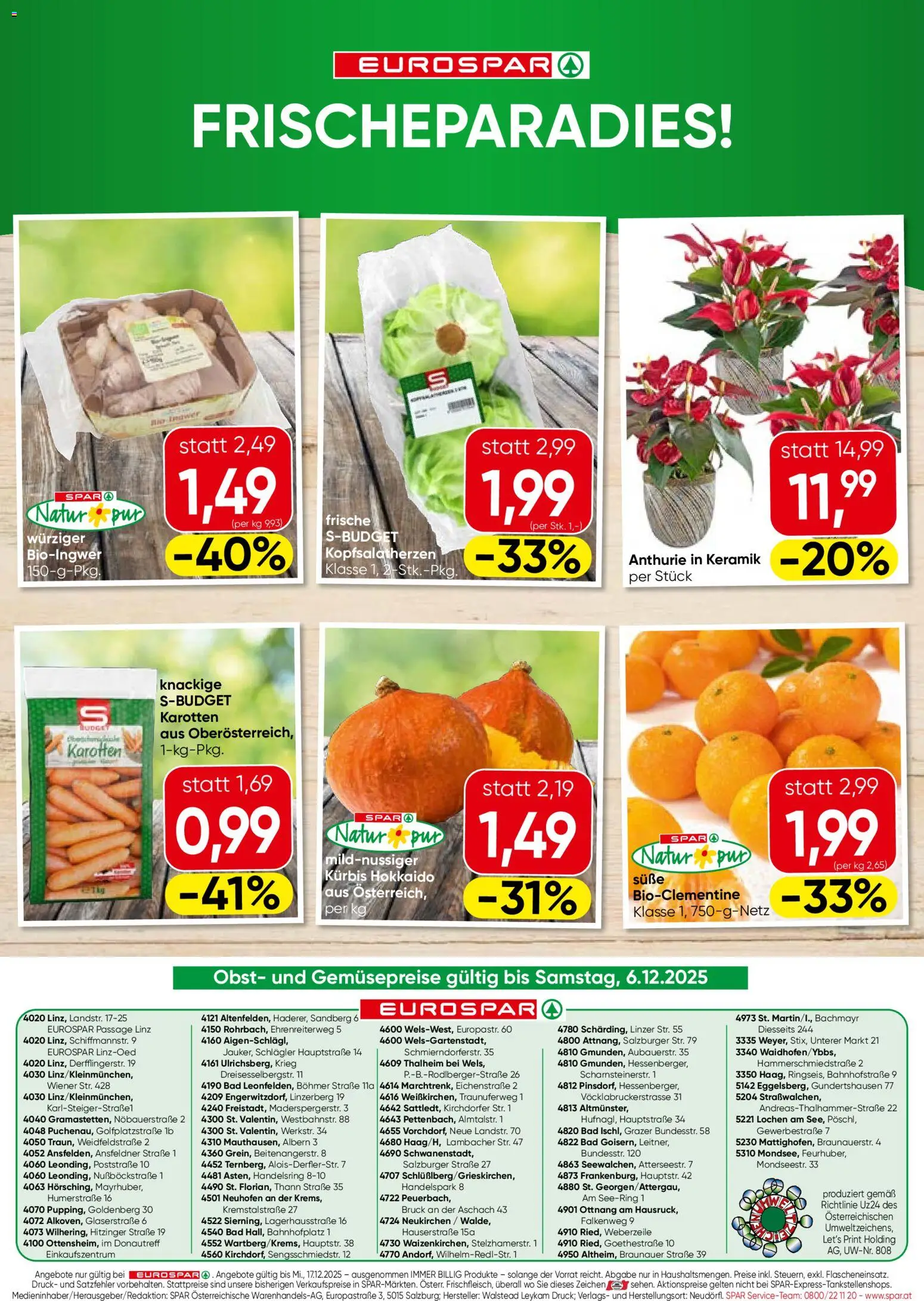 Eurospar Flugblatt - Oberösterreich gültig ab 04.12.2025 | Seite: 16 | Produkte: Obst, Kürbis, Bad