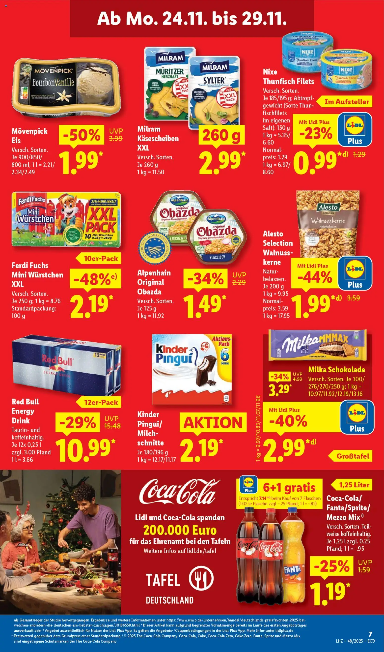 Lidl - Prospekt – gültig ab 24.11.2025 | Seite: 7 | Produkte: Mezzo mix, Red bull, Energy, Thunfisch