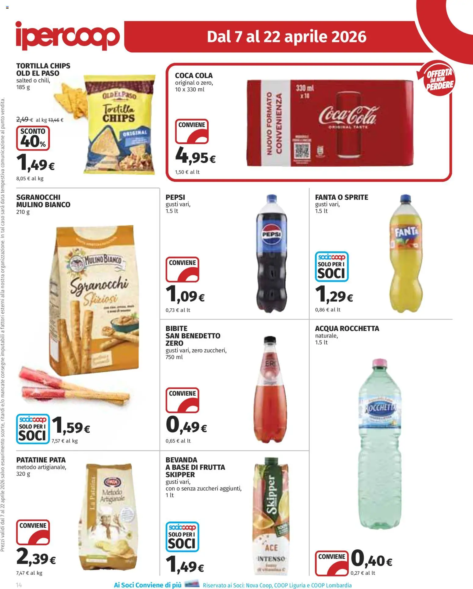 Volantino Ipercoop del 07.04.2026 | Pagina: 14 | Prodotti: Patatine, Frutta, Data, Bibite