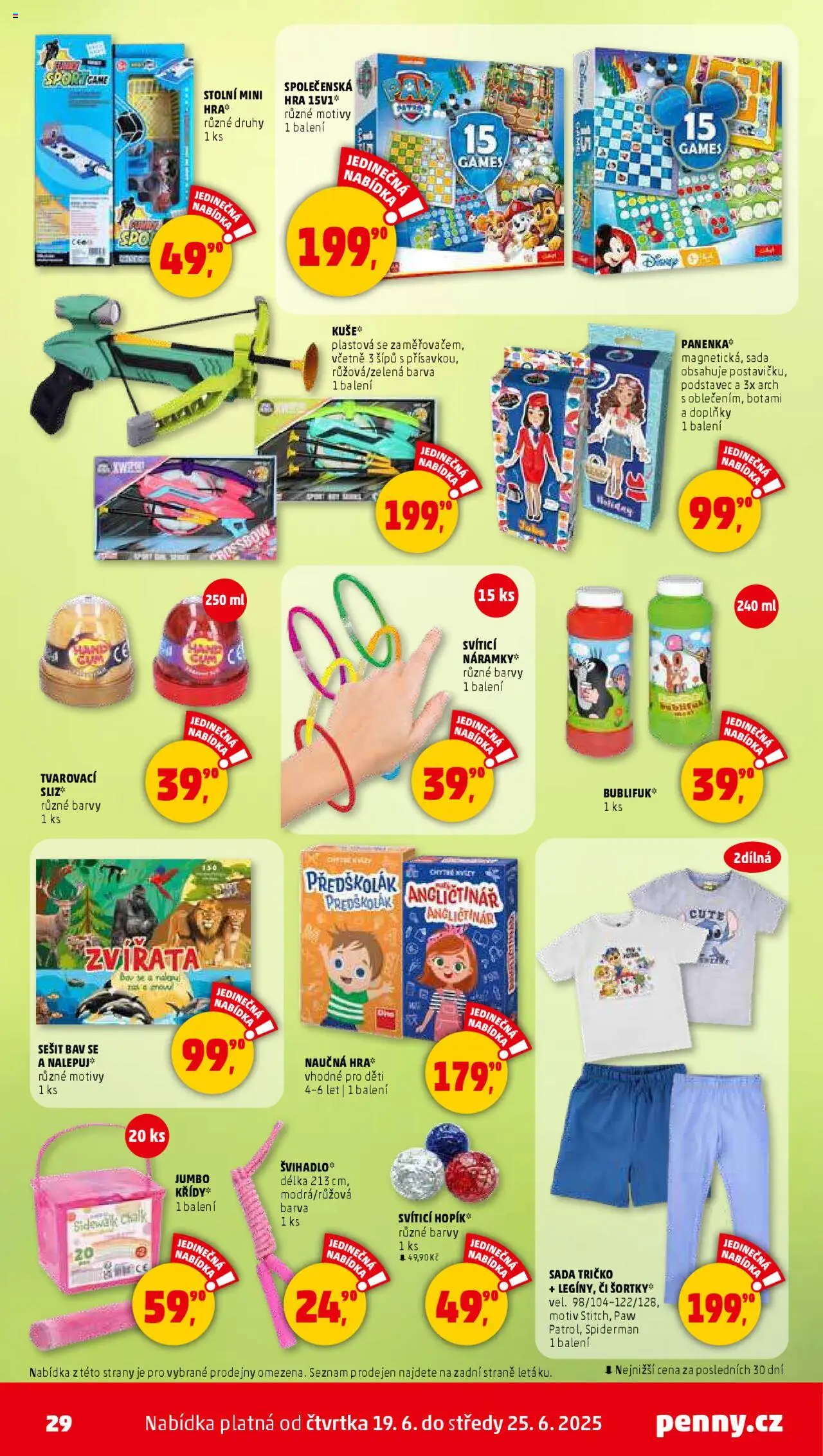 Penny Market leták - Čtvrtečník od 19.06.2025 | Strana: 29 | Produkty: Tričko, Sešit, Hra, Barvy