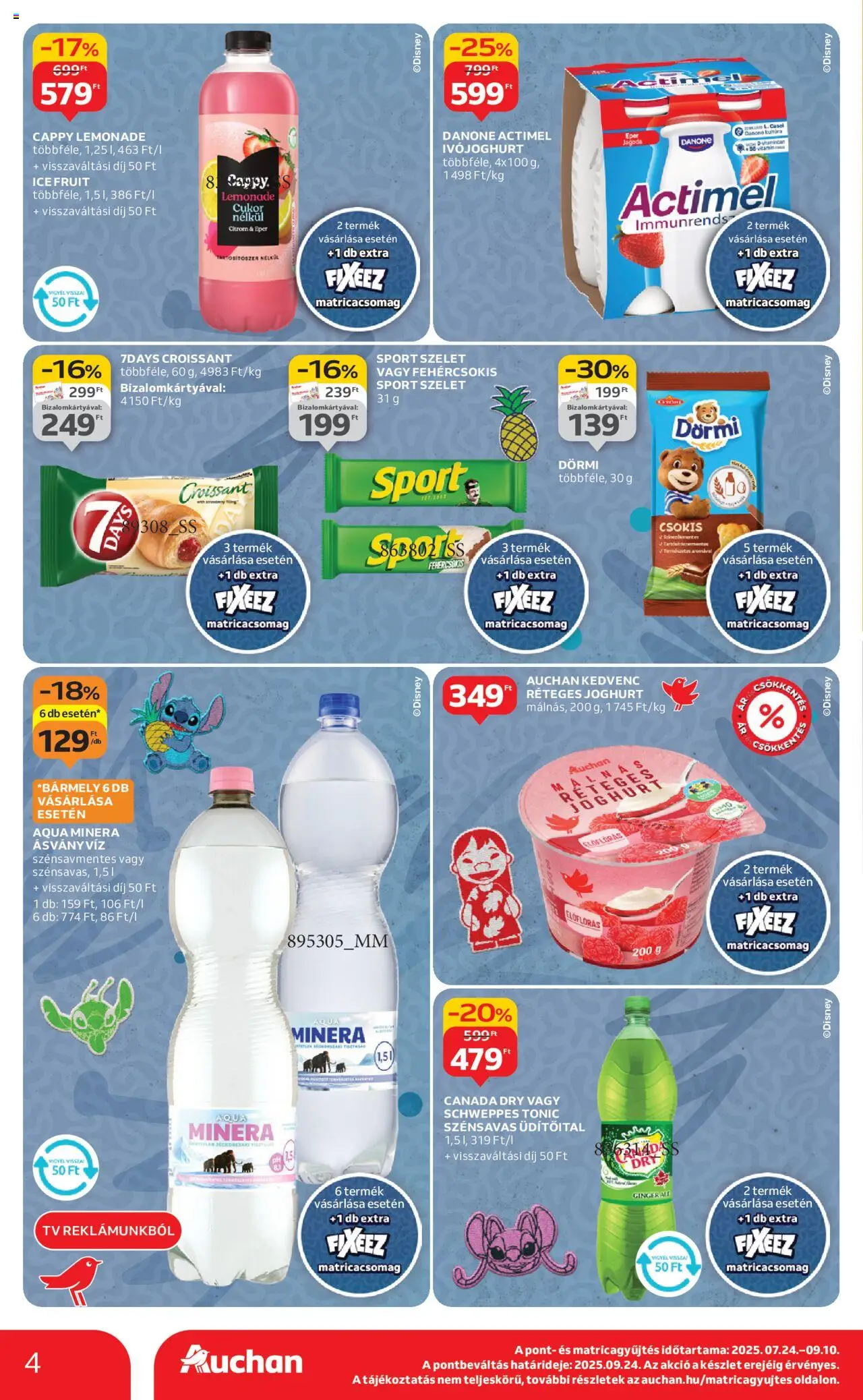 Auchan akciós ujság - amely érvényes a következő dátumtól: 28.08.2025 | Oldal: 4 | Termékek: Tonic, Croissant, Joghurt, Citrom