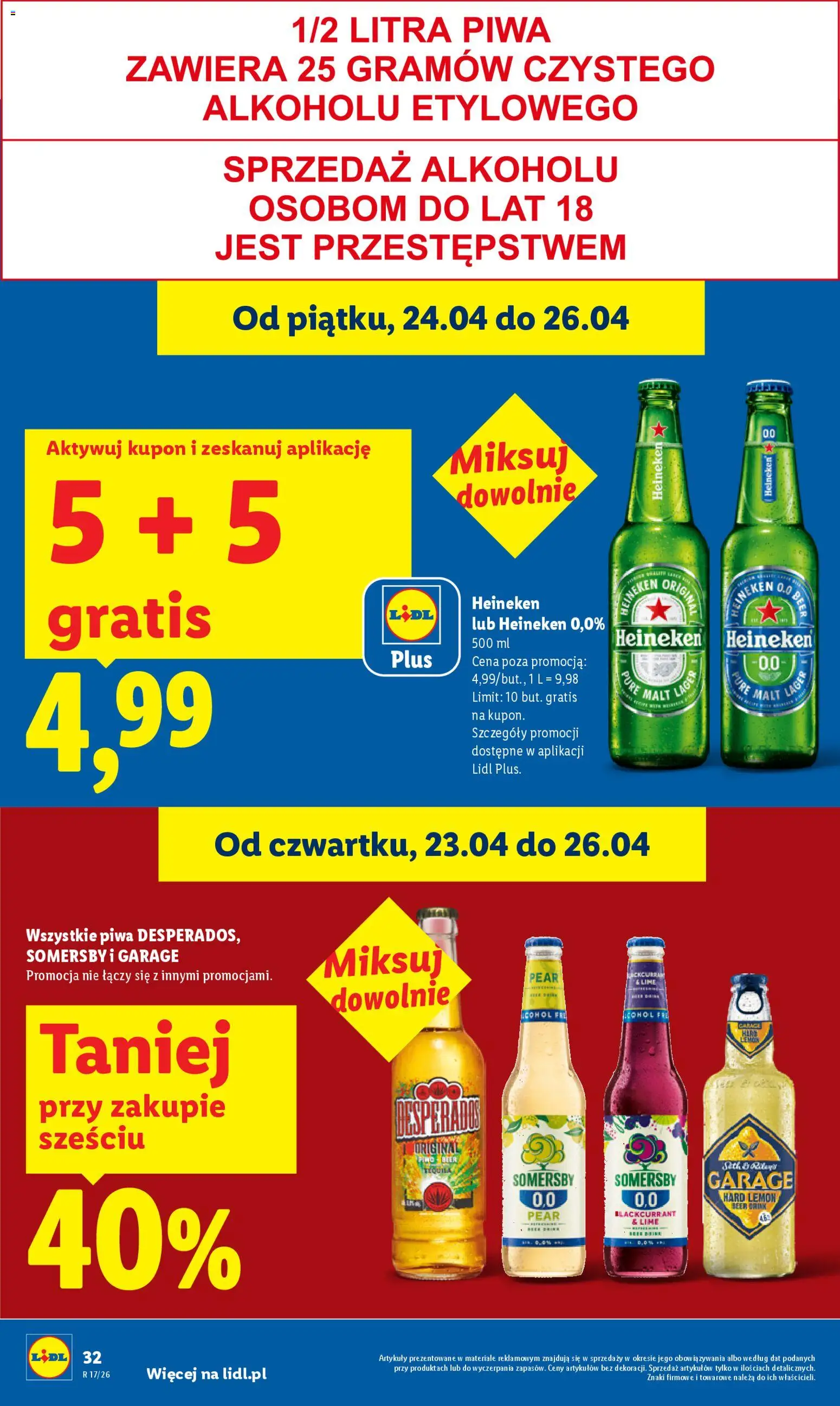 Lidl Polsko leták od 23.04.2026 | Strana: 32 | Produkty: Heineken, Desperados, Tequila