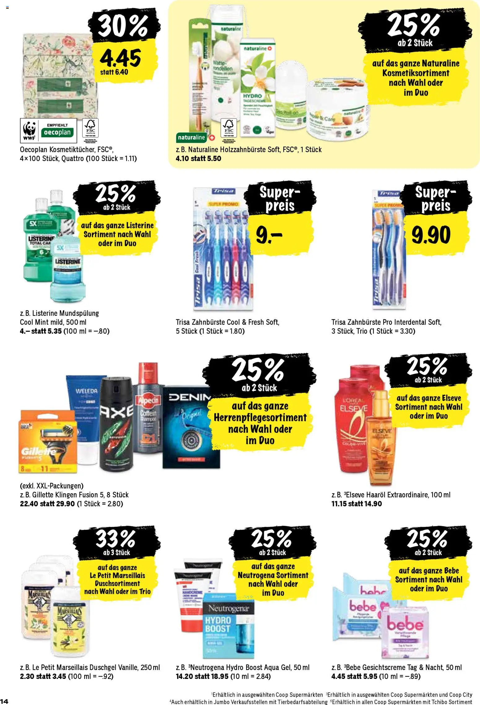 Coop Aktionen – gültig ab 06.11.2025 | Seite: 14 | Produkte: Haaröl, Duschgel, Zahnbürste, Shower Gel