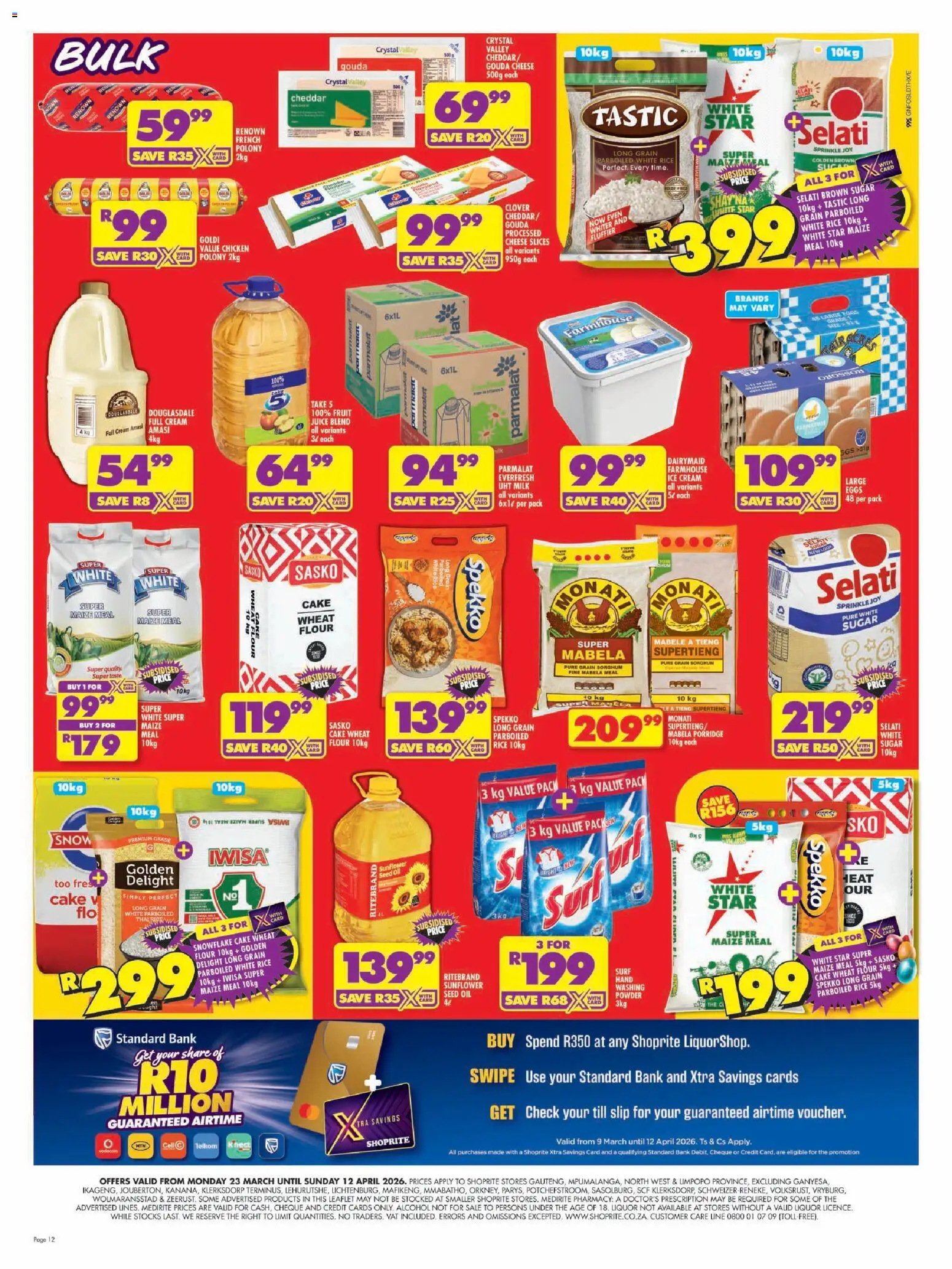 New Shoprite catalogue – valid from 23.03.2026 | Page: 12 | Products: Flour, Rice, Ice cream, Sugar