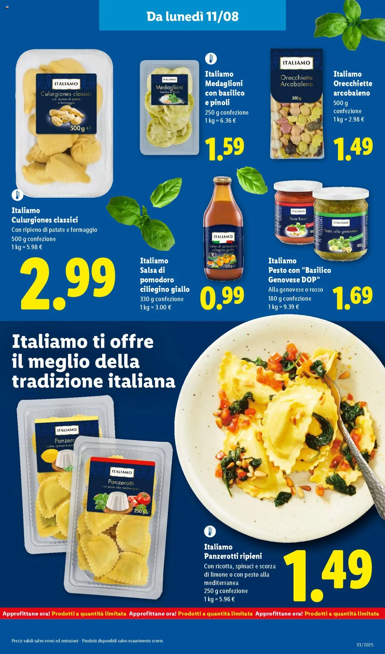 Volantino Lidl del 11.08.2025 | Pagina: 19 | Prodotti: Salsa, Formaggio, Spinaci, Pesto