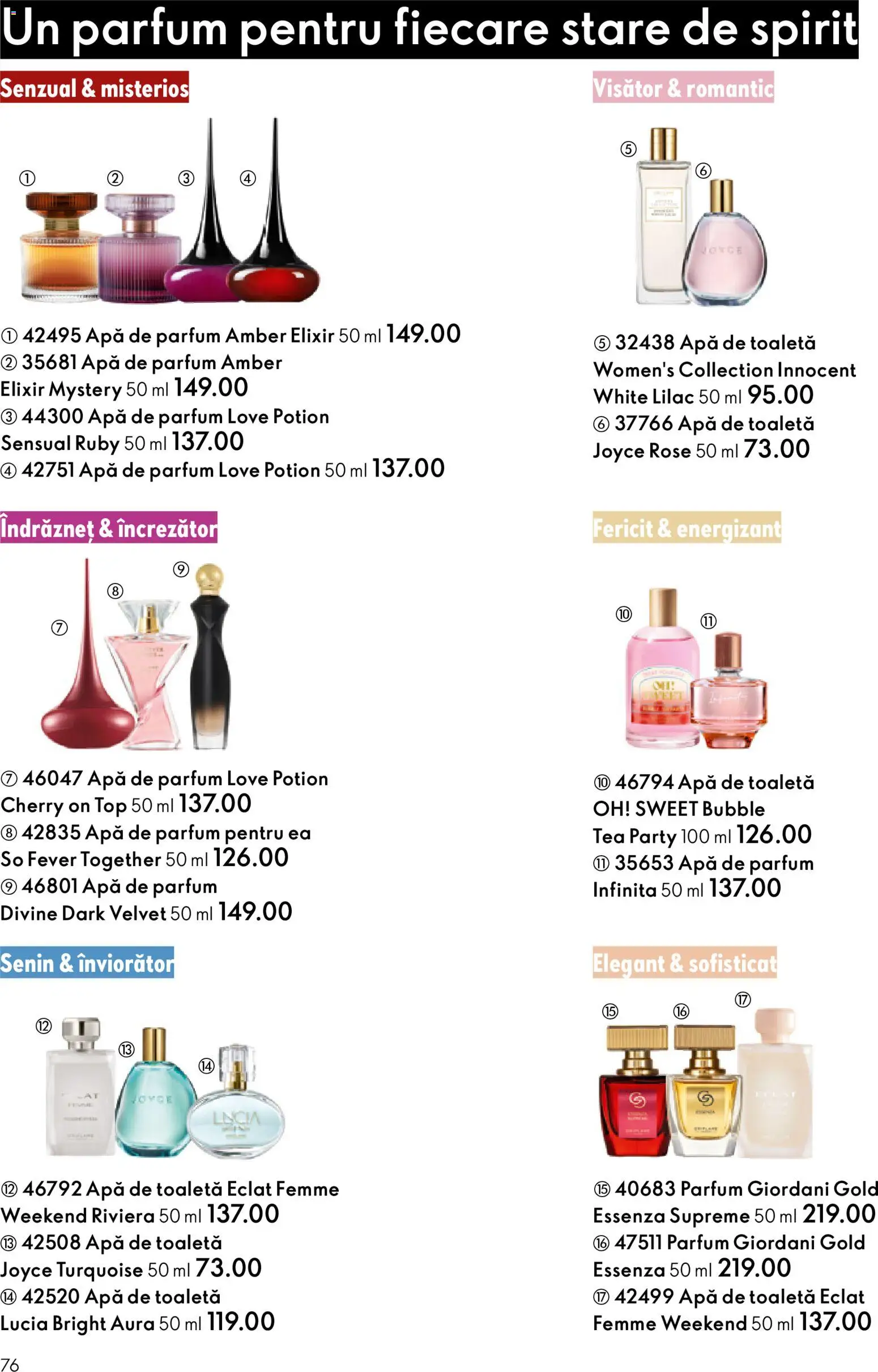 Noul catalog Oriflame – valabil de la 23.12.2025 | Pagină: 76 | Produse: Apă de parfum, Elixir, Toaletă, Apă de toaletă