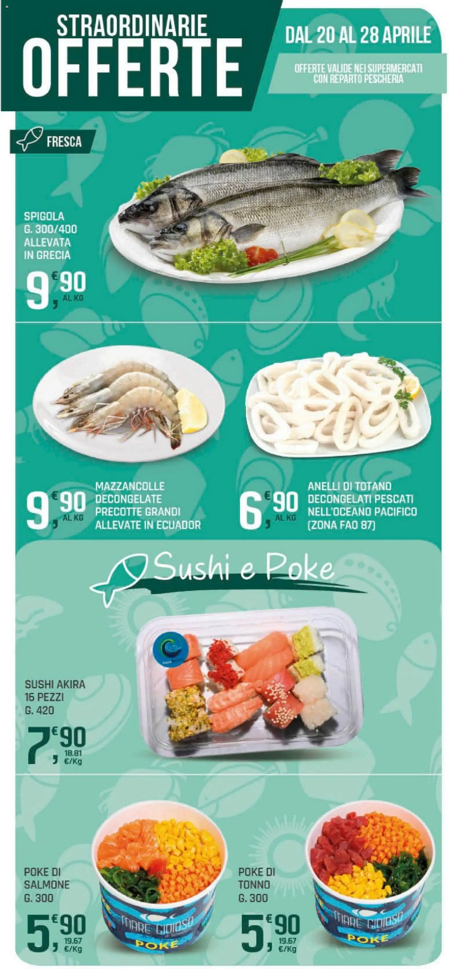 Volantino DOK del 20.04.2026 | Pagina: 14 | Prodotti: Salmone, Mazzancolle, Totano, Sushi