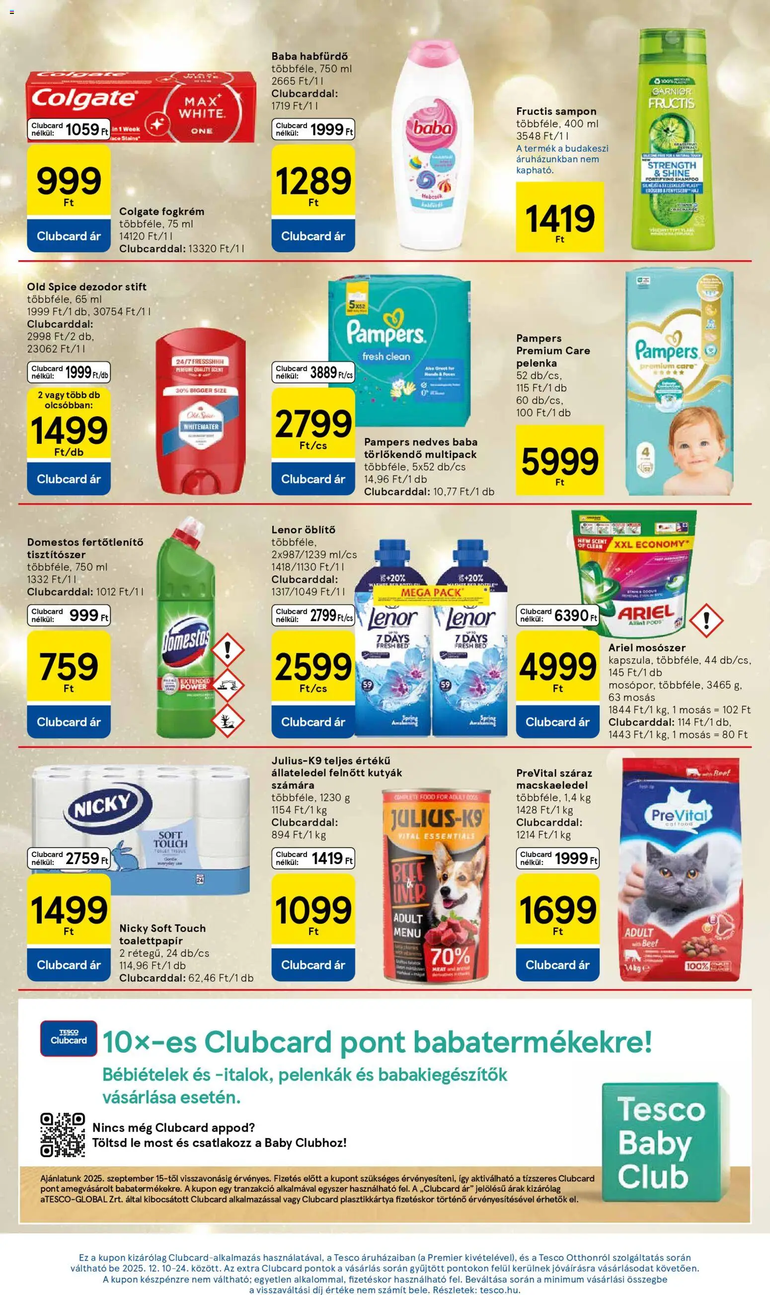 Tesco akciós ujság - amely érvényes a következő dátumtól: 18.12.2025 | Oldal: 6 | Termékek: Ariel, Pelenka, Dezodor, Fogkrém