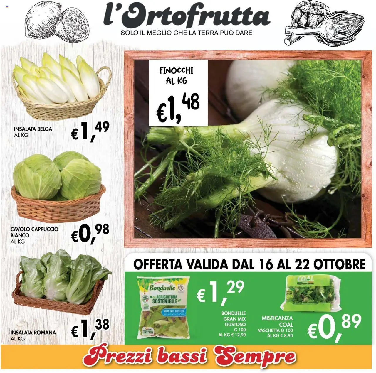 Volantino Coal del 09.10.2025 | Pagina: 3 | Prodotti: Misticanza, Cappuccio, Finocchi, Terra
