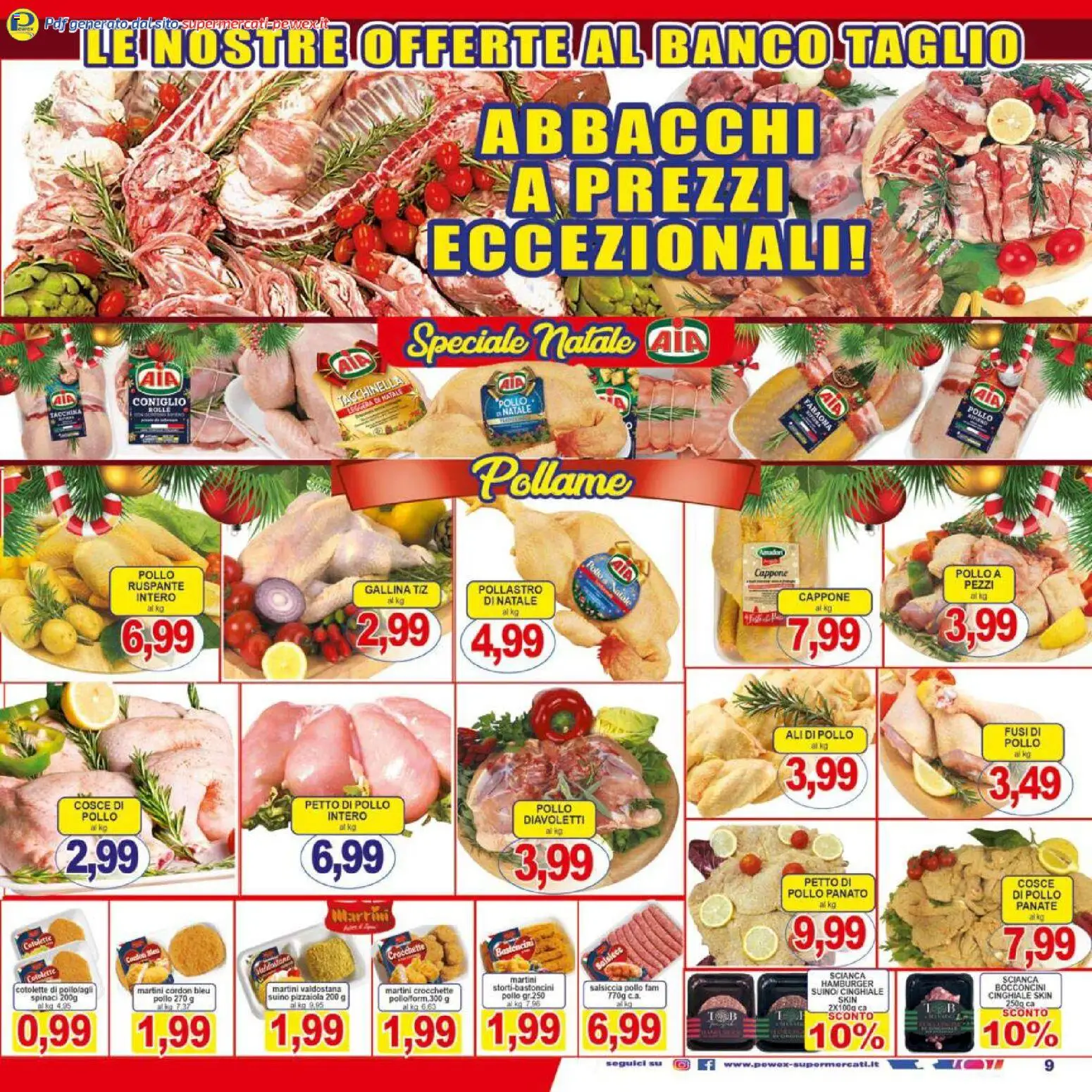 Volantino Pewex del 06.12.2025 | Pagina: 9 | Prodotti: Suino, Salsiccia, Crocchette, Cosce di pollo