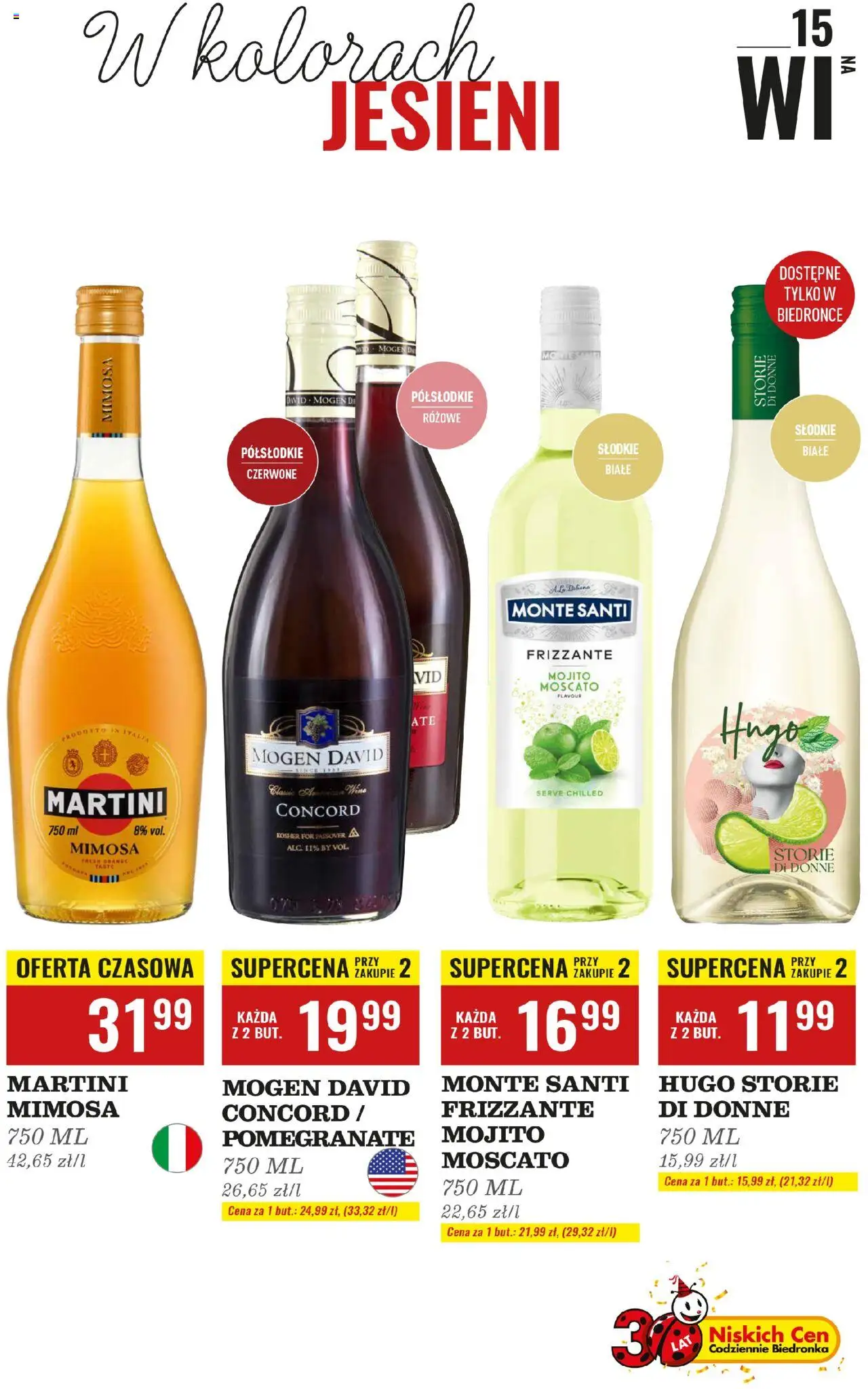 Biedronka gazetka - Czas na toast od 20.10.2025 | Strona: 15 | Produkty: Martini, Por, Monte Santi