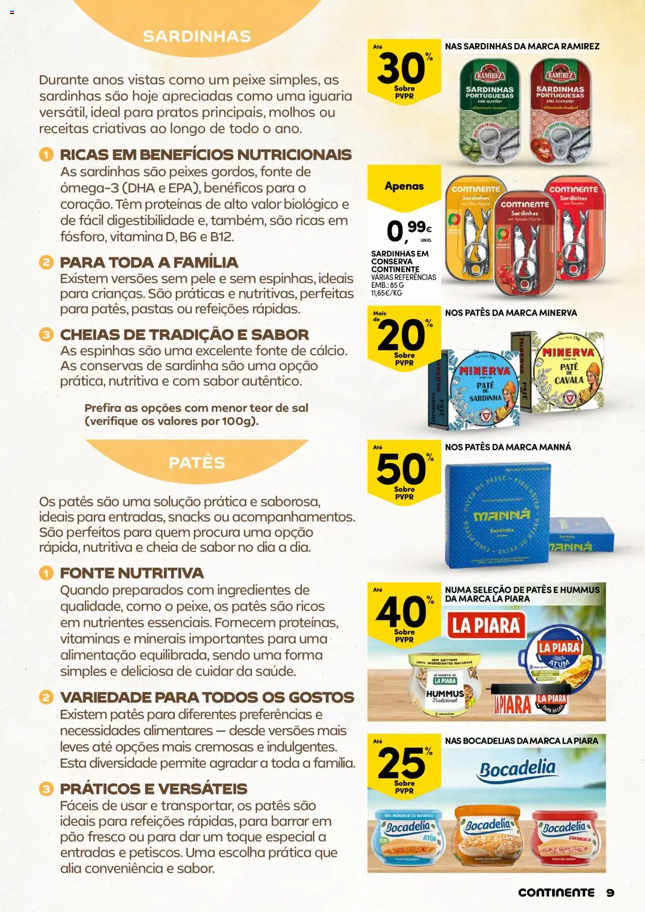 Continente - Conservas e Companhia: Como é bom ter qualidade sempre à mão │ válido de 12.08.2025 | Página: 9 | Produtos: Azeite, Pratos, Caranguejo, Sal