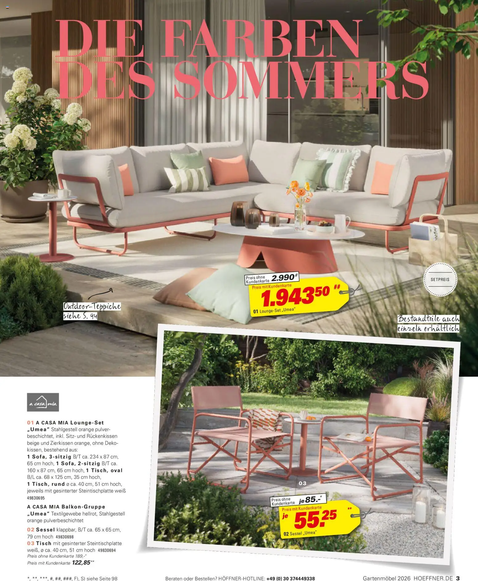 Höffner Prospekt Gartenmöbel – gültig ab 27.03.2026 | Seite: 3 | Produkte: Sessel, Tisch