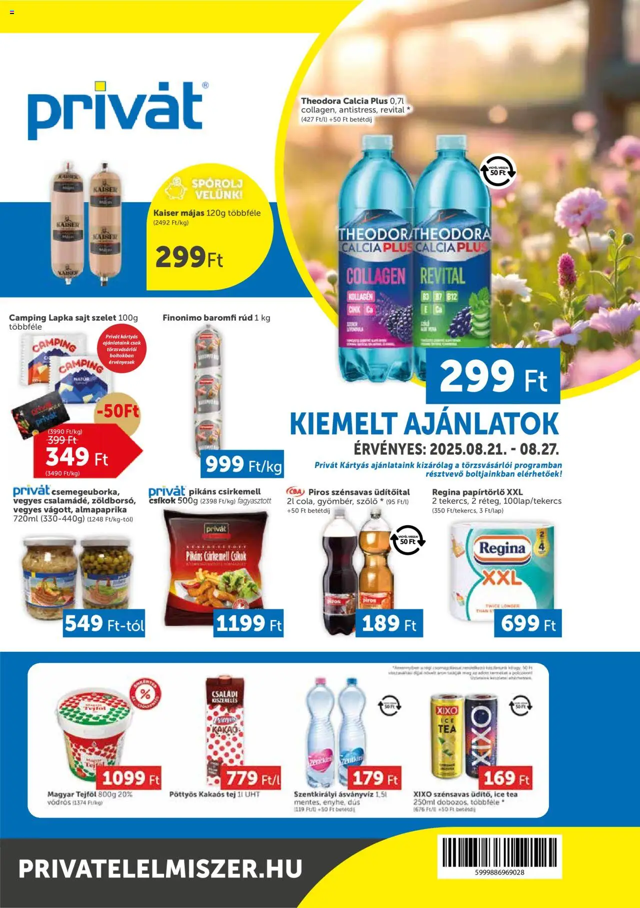 PRIVÁT akciós ujság - amely érvényes a következő dátumtól: 21.08.2025 | Oldal: 1 | Termékek: Szőlő, Ice tea, Ásványvíz, Tea