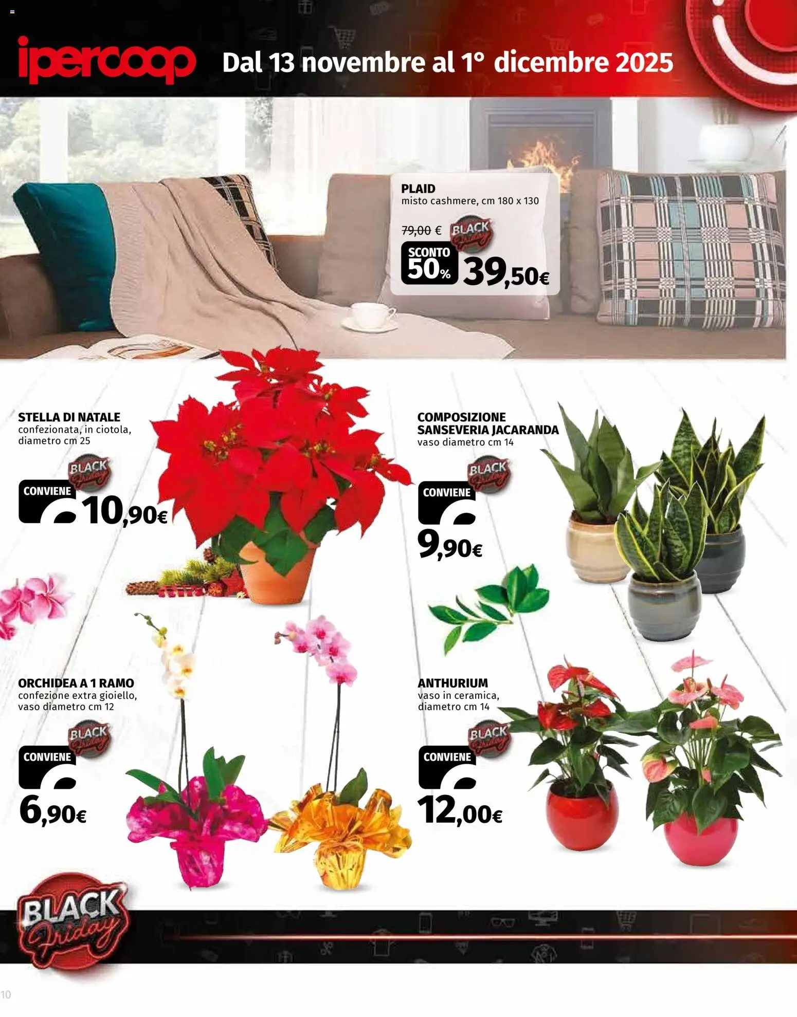 Volantino Ipercoop del 13.11.2025 | Pagina: 10 | Prodotti: Plaid, Orchidea, Vaso