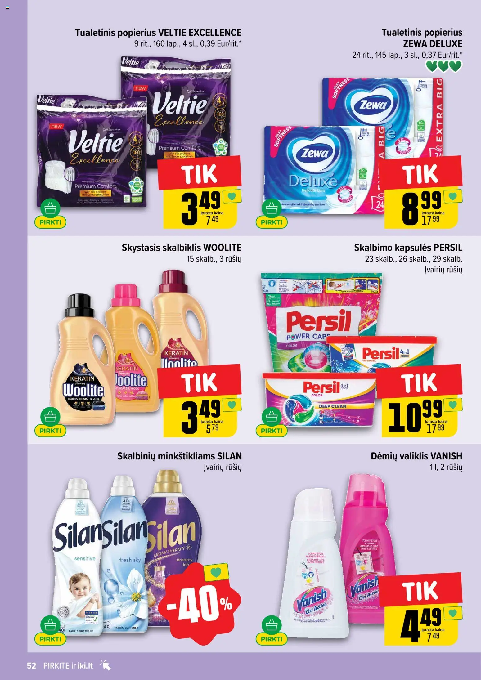 IKI akcijos nuo 20.04.2026 | Puslapis: 52 | Prekių: Tualetinis popierius