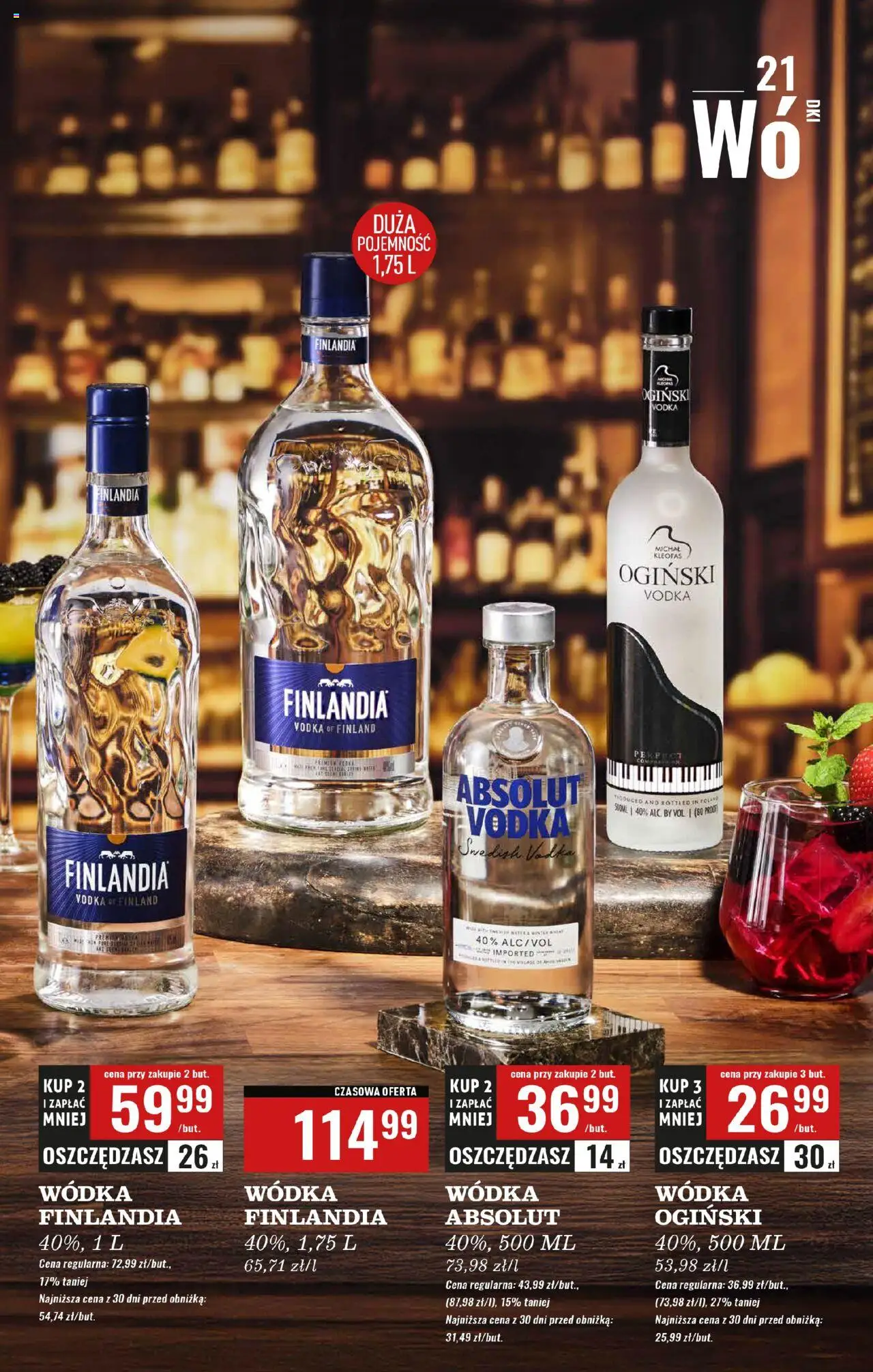Biedronka gazetka - Czas na toast od 08.09.2025 | Strona: 21 | Produkty: Wódka finlandia, Wódka Ogiński, Vodka, Wódka