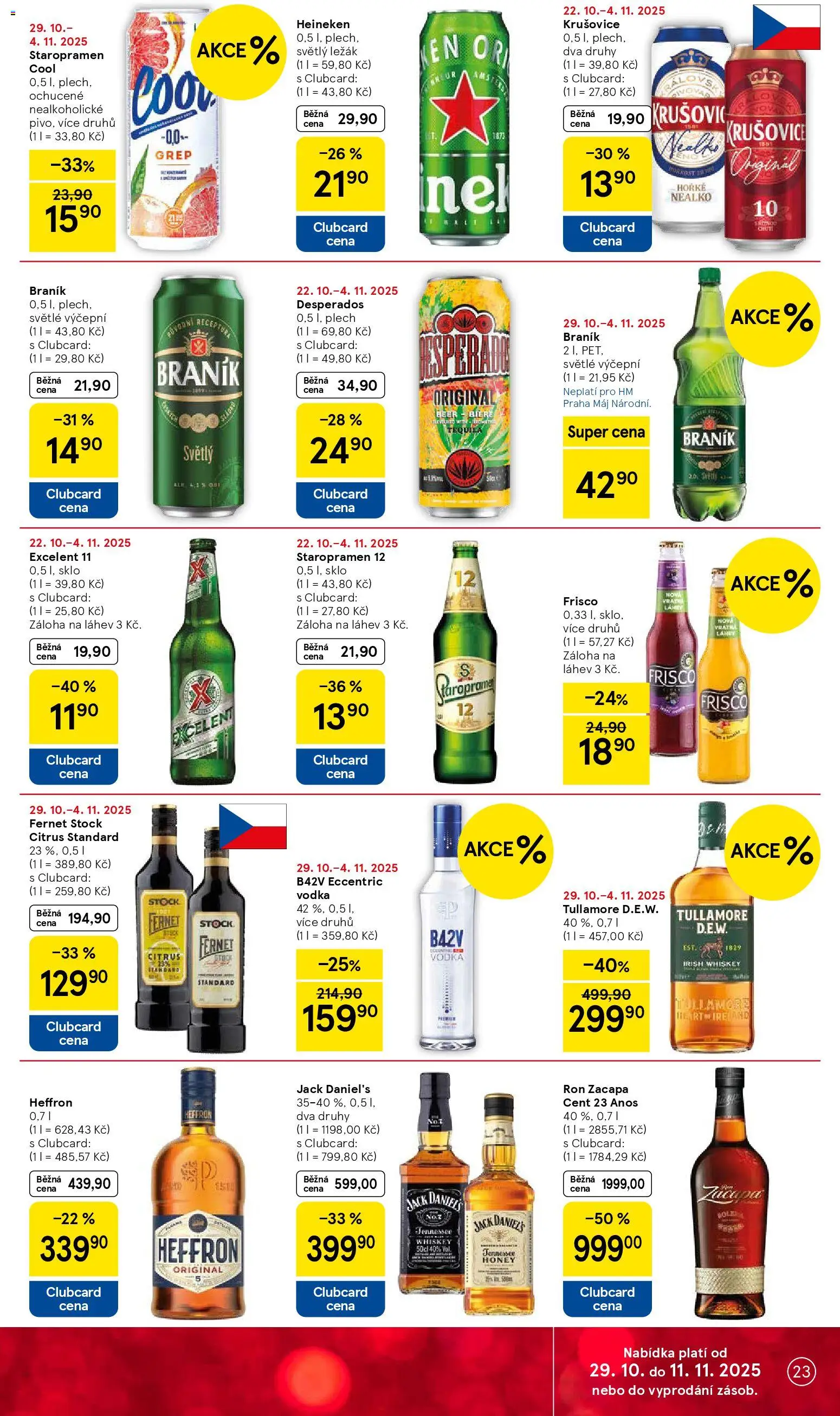 Tesco leták - Hypermarket od 29.10.2025 | Strana: 23 | Produkty: Heffron, Staropramen Cool, Jack Daniel’s, Láhev