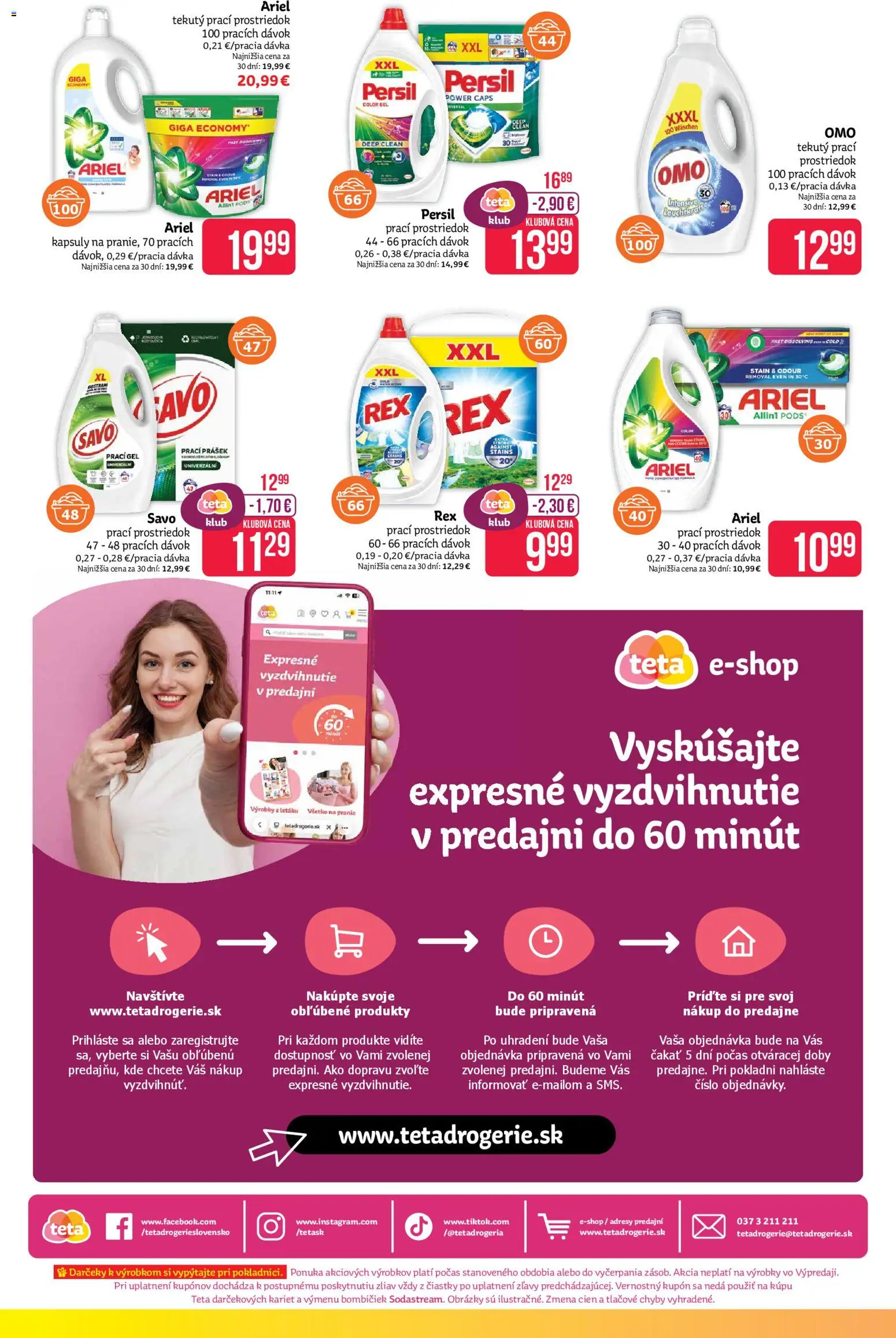 Nové Teta drogerie akcie – leták je platný od 07.01.2026 | Strana: 16 | Produkty: Persil, Savo, Ariel