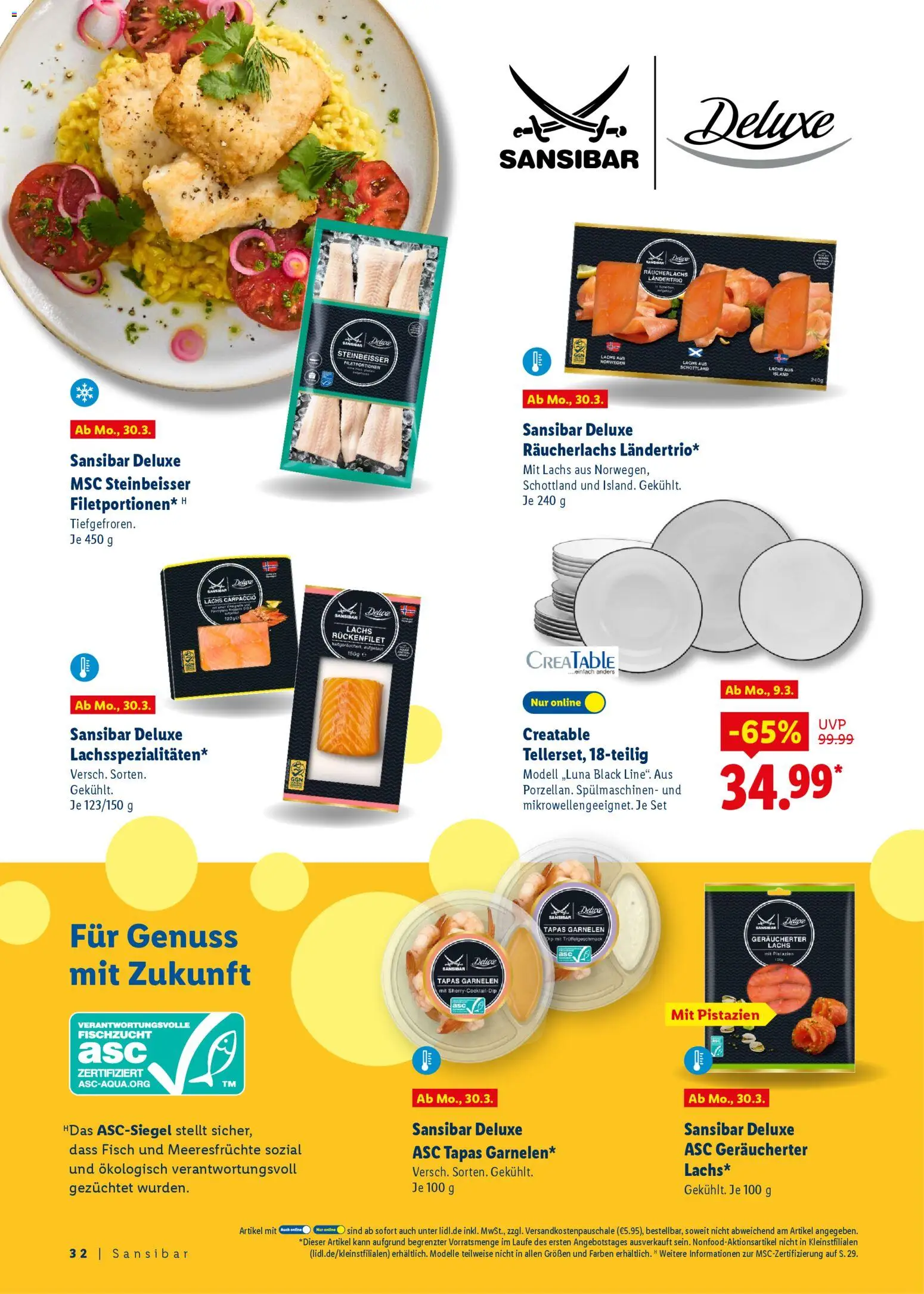 Lidl - Prospekt – gültig ab 09.03.2026 | Seite: 32 | Produkte: Garnelen, Pistazien, Räucherlachs, Meeresfrüchte
