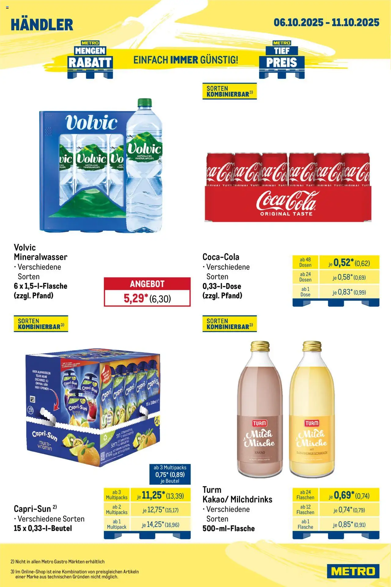 Metro  Wochen-Angebote Händler – gültig ab 06.10.2025 | Seite: 4 | Produkte: Coca cola, Cola, Mineralwasser, Volvic