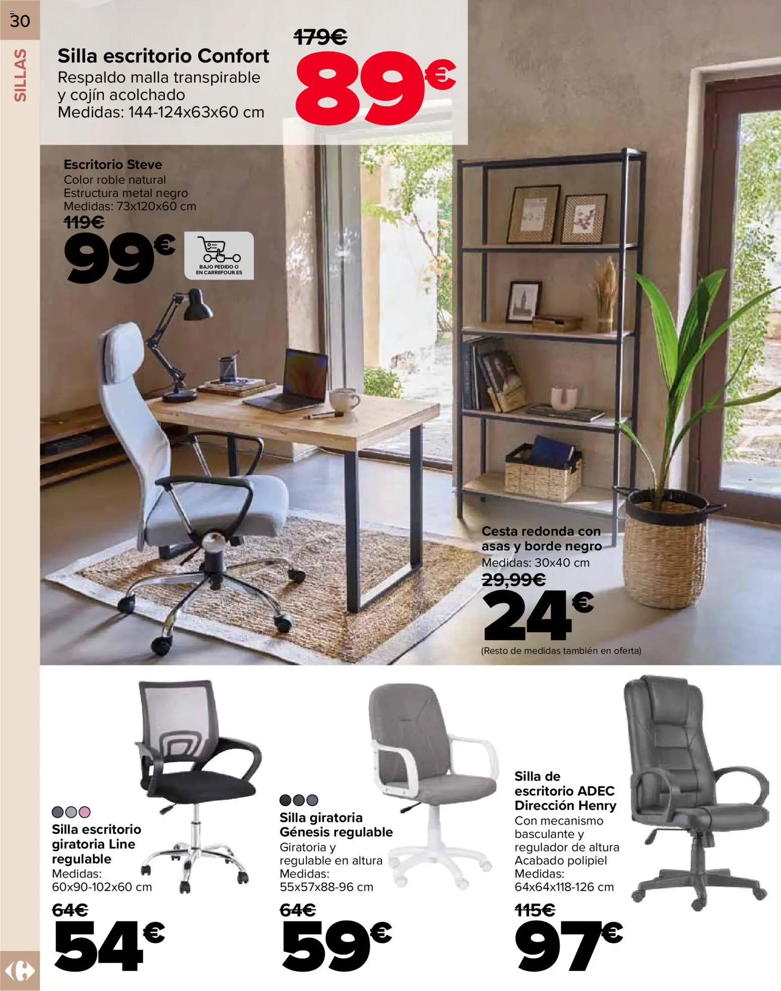 Carrefour folleto │ válido desde el 09.01.2026 | Página: 30 | Productos: Silla giratoria, Cojín, Silla, Cesta