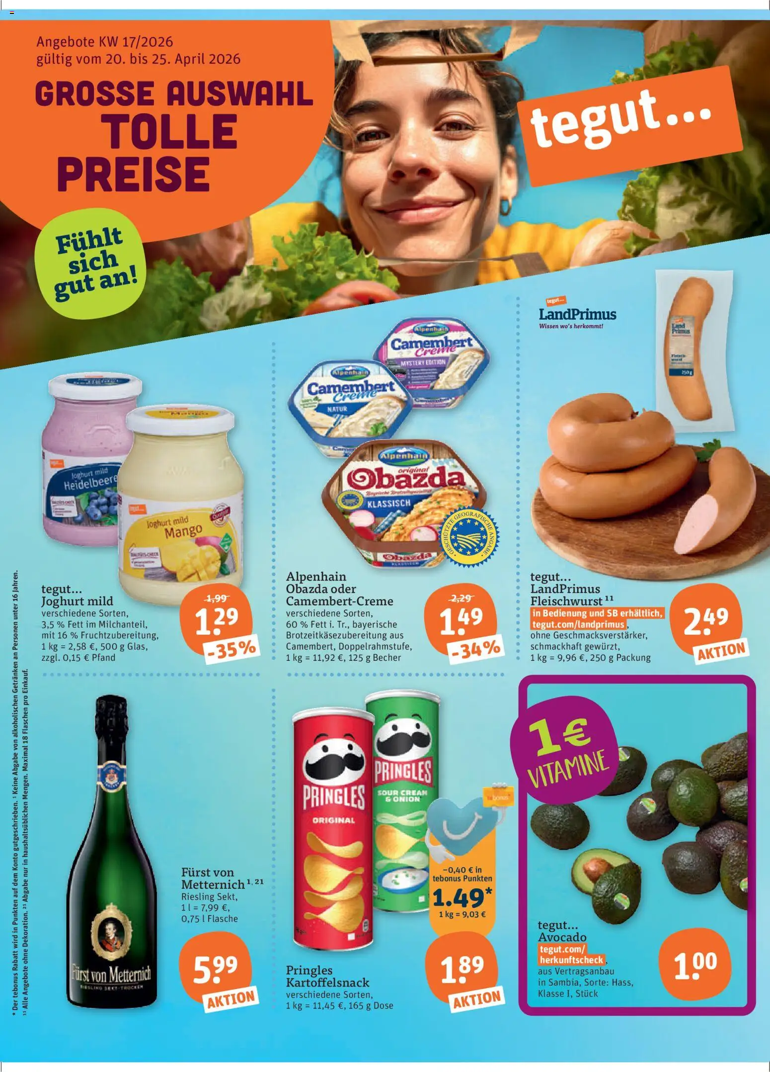 Tegut Prospekt 	 – gültig ab 20.04.2026 | Seite: 3 | Produkte: Furst von metternich, Joghurt, Avocado, Mango