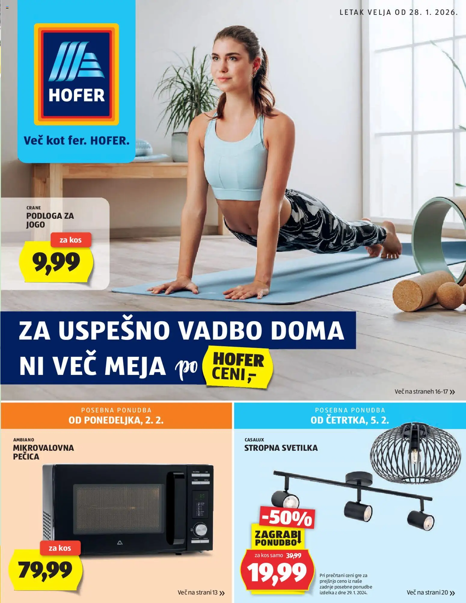 Novi Hofer katalog ponudbe – veljaven od 28.01.2026 | Stran: 1 | Izdelki: Pecica, Kos, Svetilka, Podloga