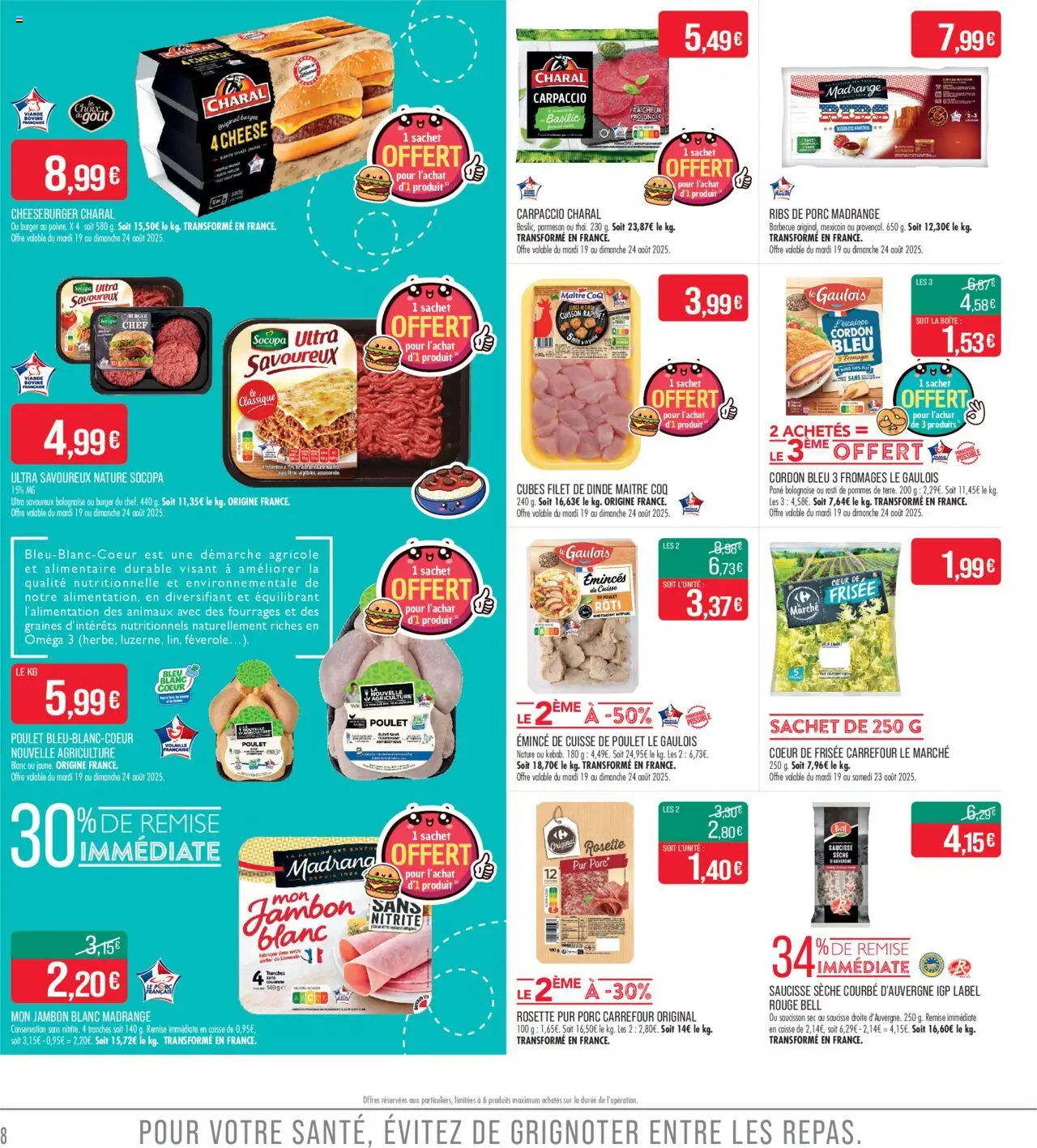  | Page: 8 | Produits: Saucisson sec, Jambon blanc, Parmesan, Saucisse