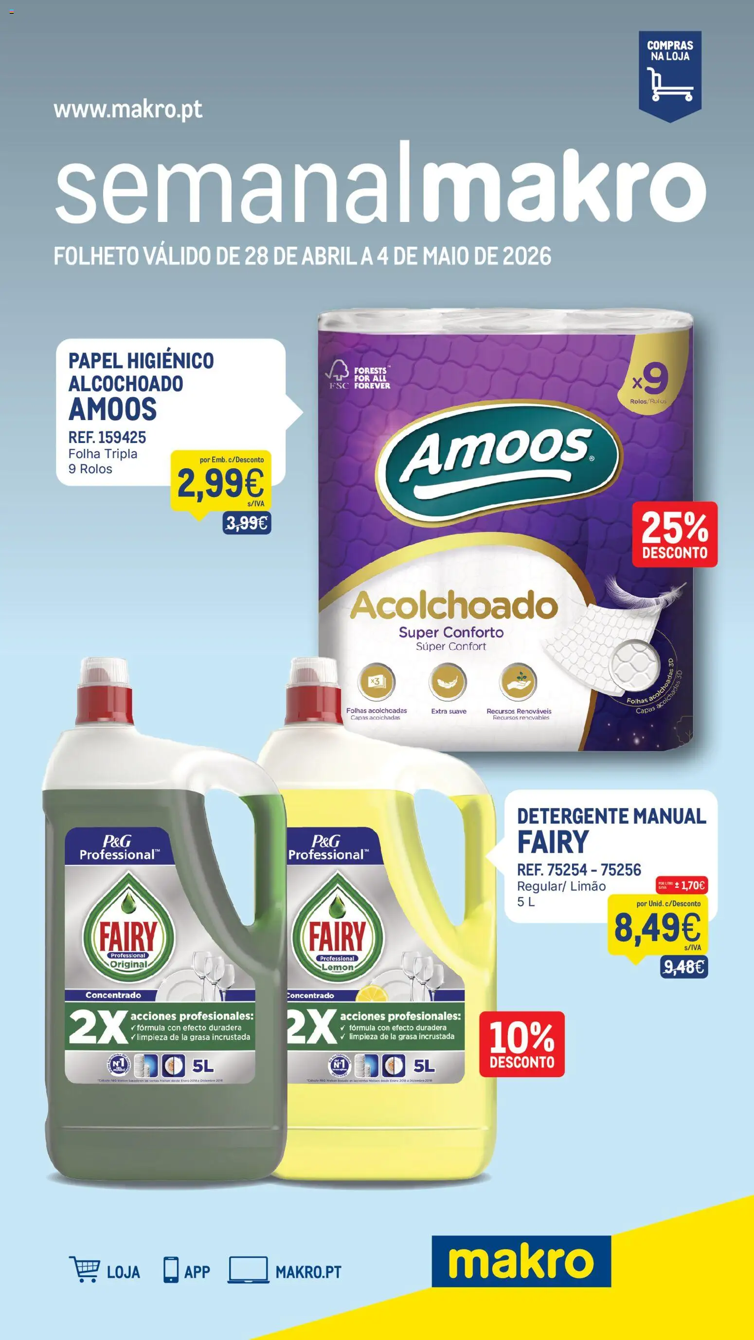 Makro folheto │ válido de 28.04.2026 | Página: 1 | Produtos: Papel higiénico, Detergente