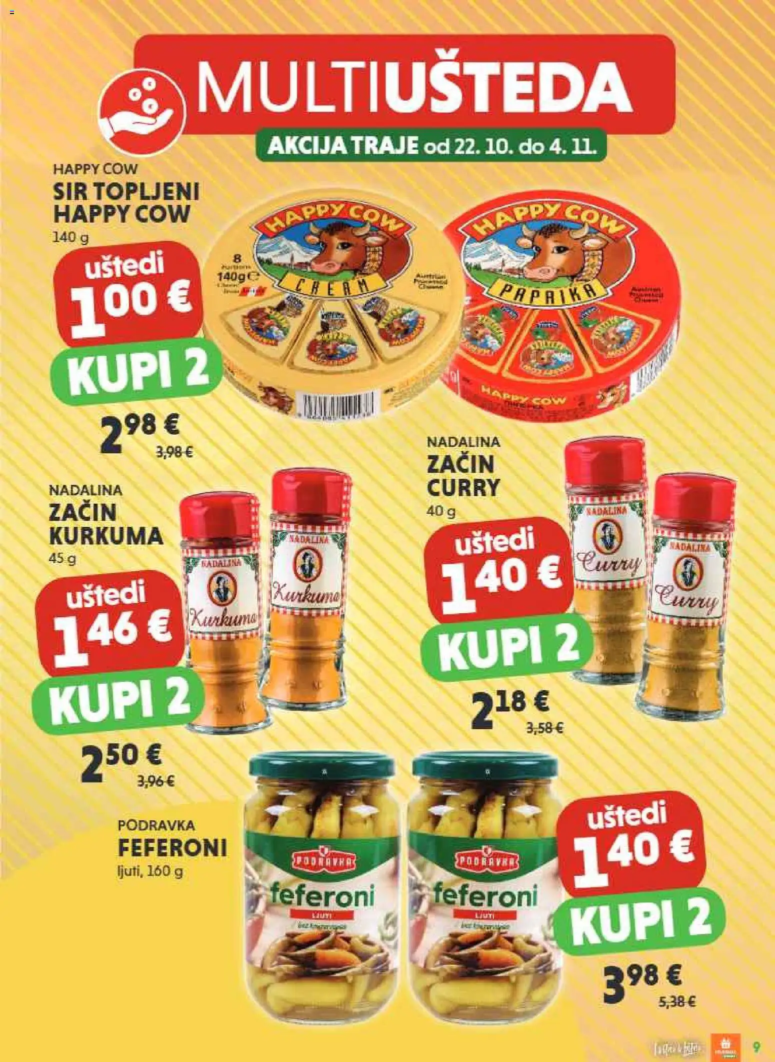 Studenac katalog | vrijedi od 22.10.2025 | Stranica: 9 | Proizvodi: Sir, Podravka, Curry, Feferoni