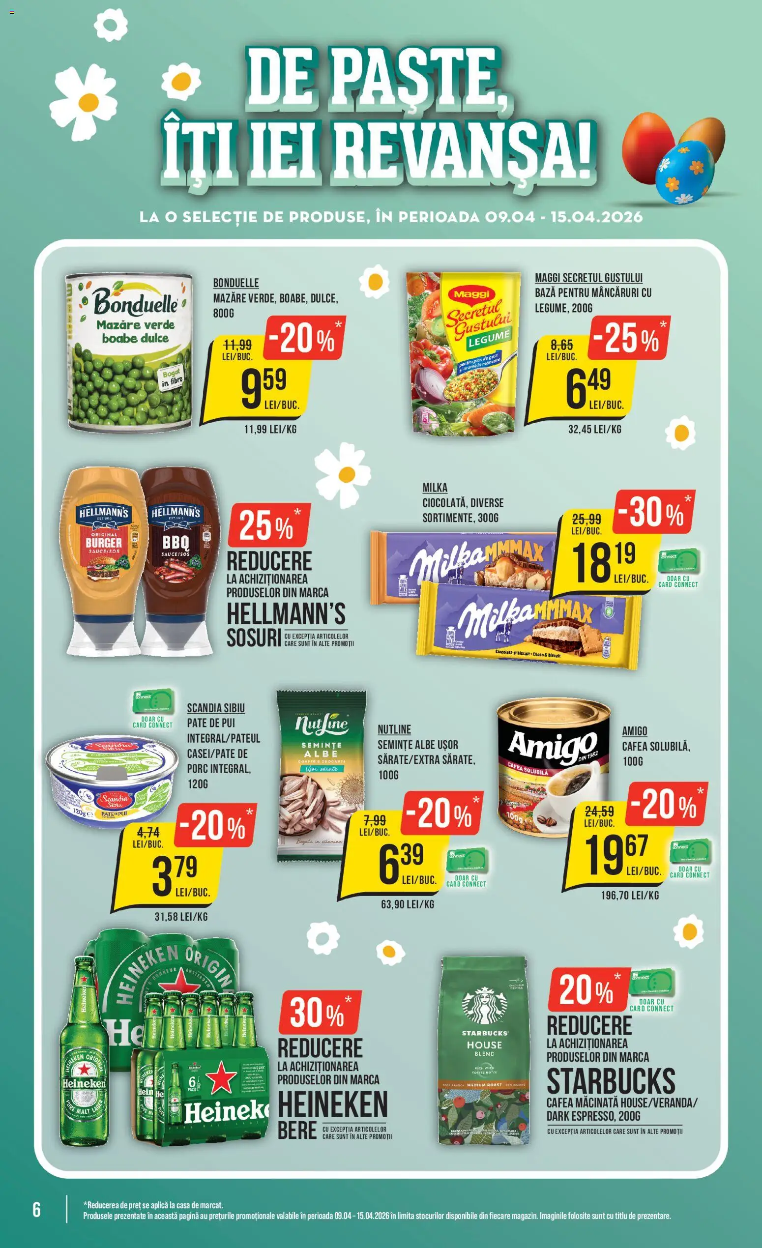 Noul catalog Mega Image – valabil de la 09.04.2026 | Pagină: 6 | Produse: Mazăre, Pate, Burger, Legume