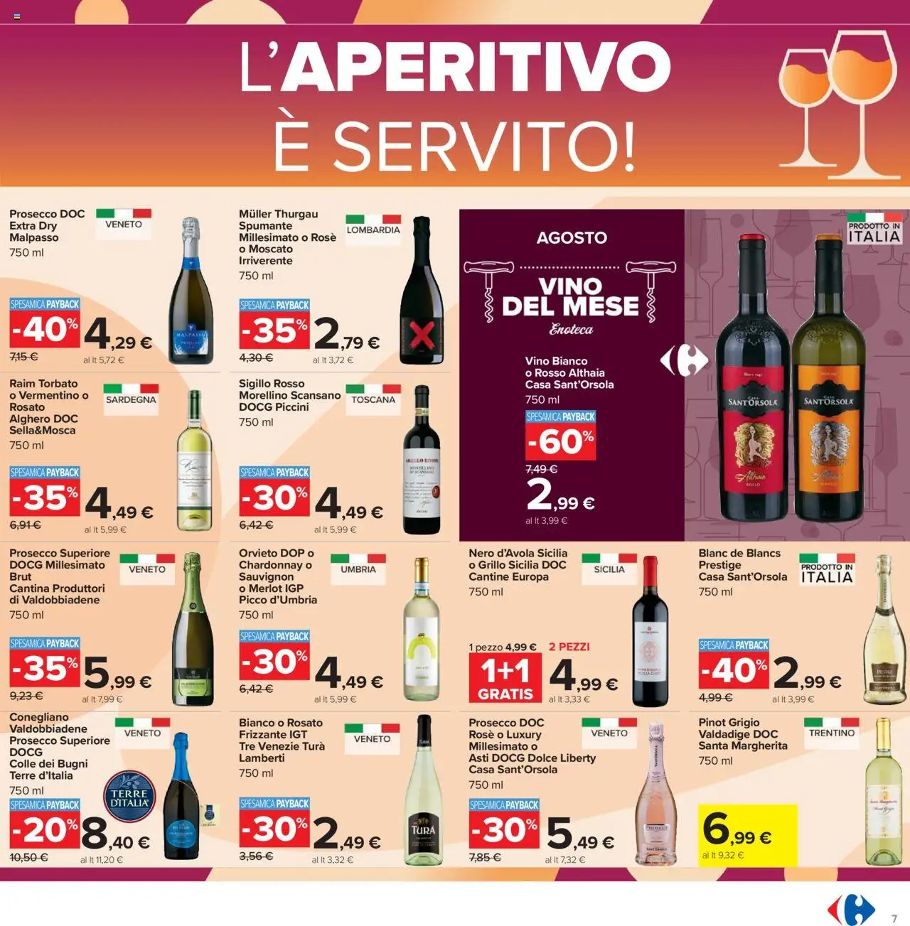 Volantino Carrefour del 07.08.2025 | Pagina: 7 | Prodotti: Prosecco, Vino, Enoteca, Vino bianco