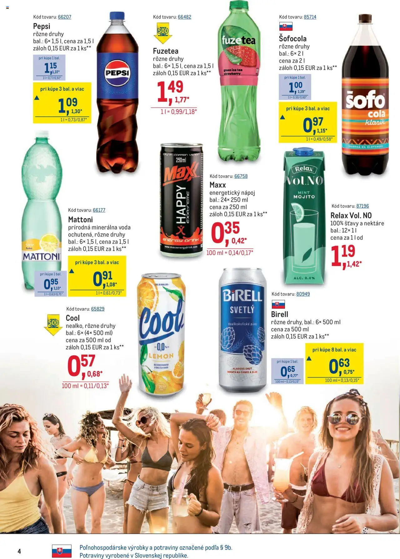 Metro Maloobchod │ platný od 13.08.2025 | Strana: 4 | Produkty: Birell, Pepsi, Cola, Energetický nápoj